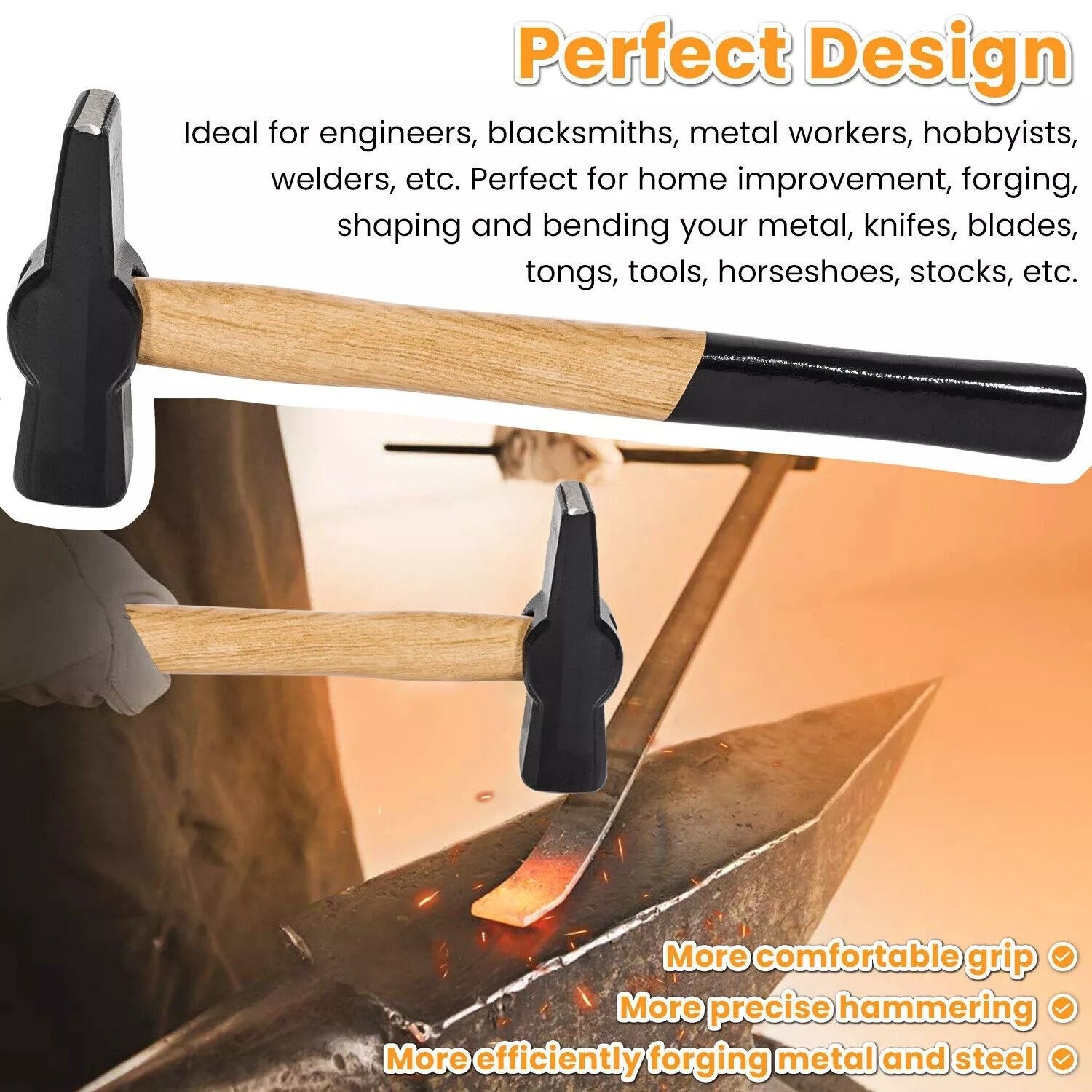 Knife Making Tong+Hammer Set Blacksmith Bladesmith 17″ Wolf Jaw Vise Forge Tool