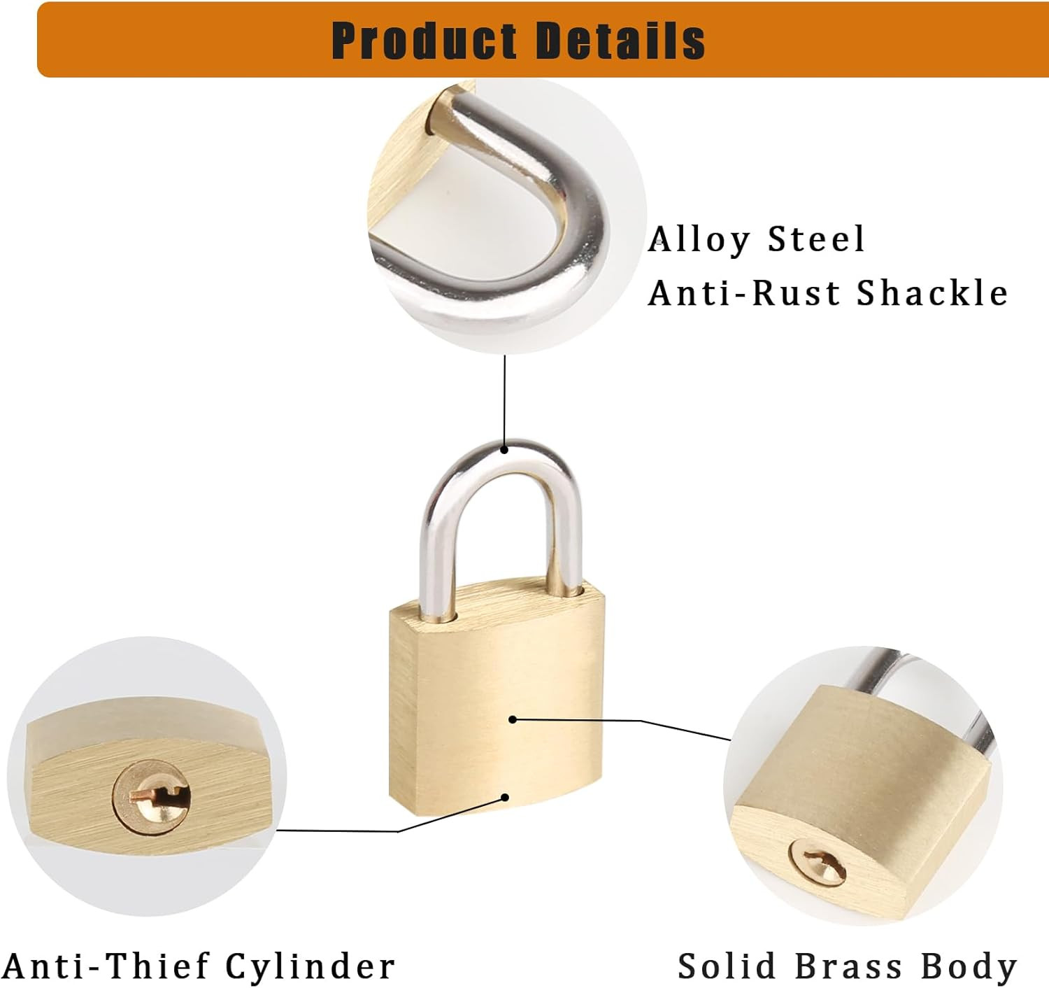 10Pack Small Locks with Same Keys, 3/4″ (20Mm) Wide Lock Body Solid Brass Padloc