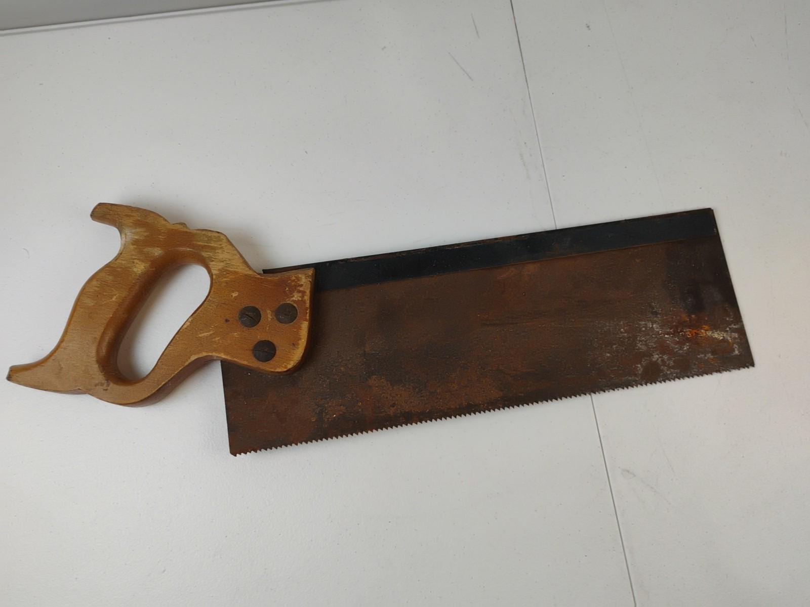 Antique Small Hand Saw Unbranded Wood Handle 12″ Blade Rustic Woodworking