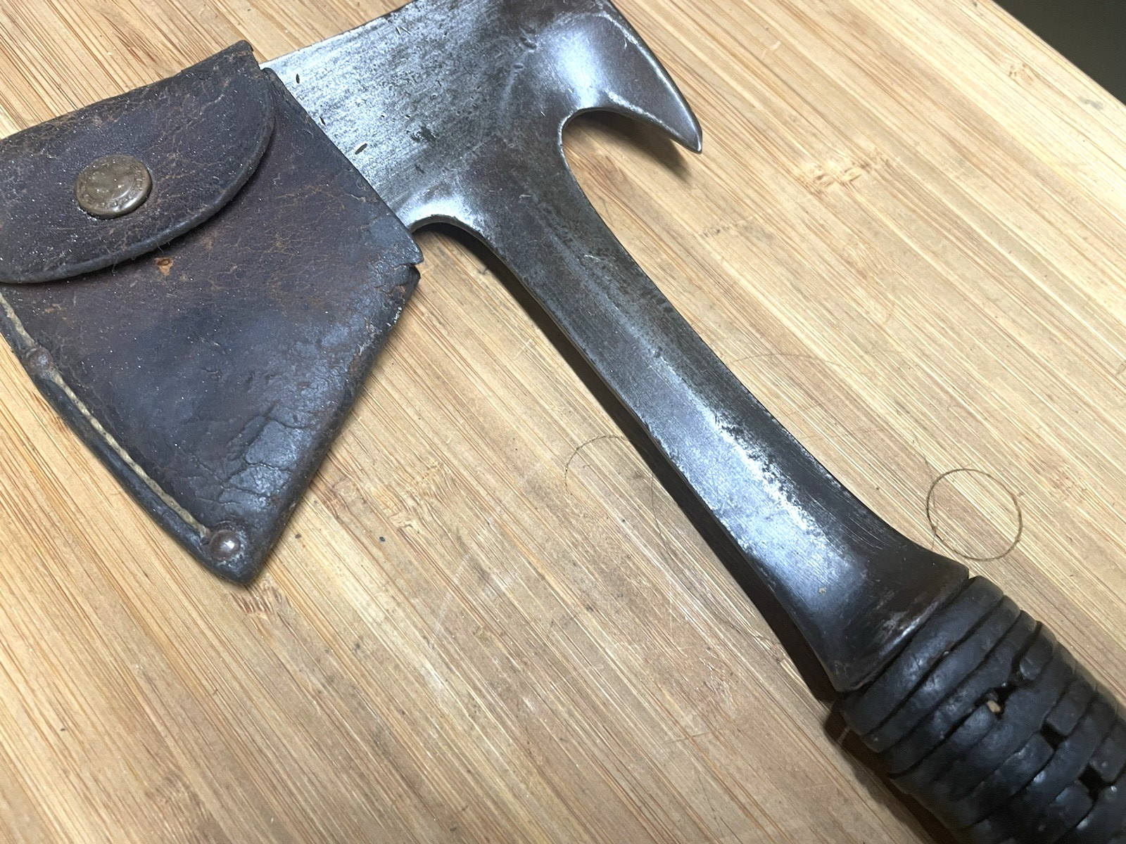 Early 1920’S Estwing Multi-Tool UTIL-AXE Hatchet Leather Handle Sheath Trapper