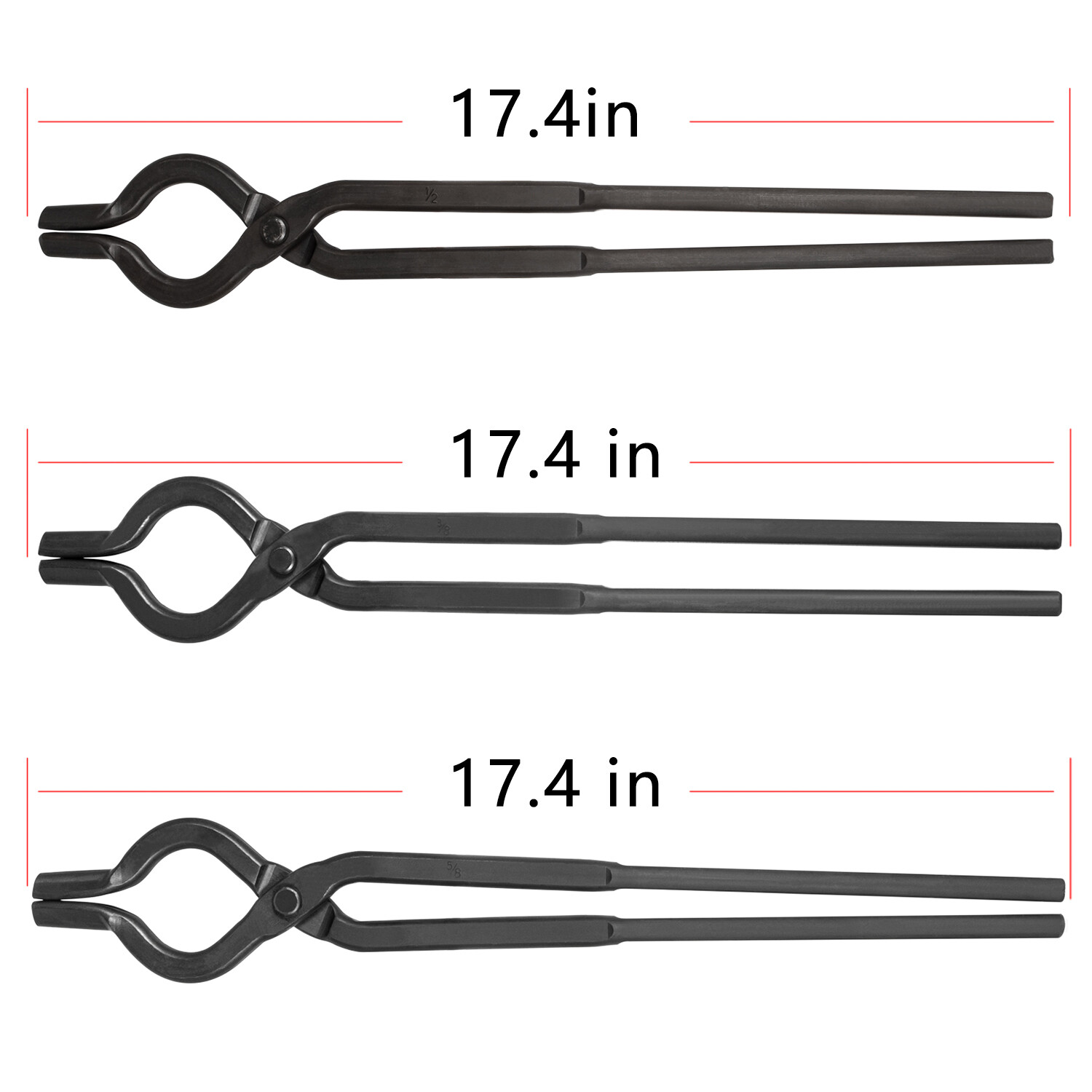 Beginner Blacksmith Tongs Forge Tong Set V-Bolt Tongs Flat Jaw Tong etc (6Pcs)