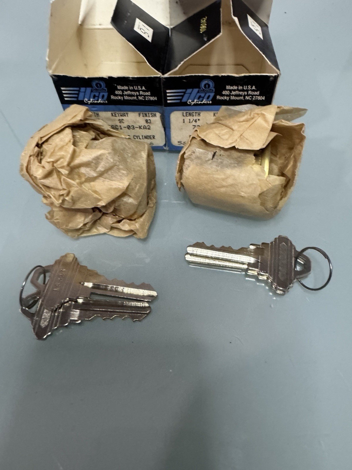 ILCO Brass Mortise Cylinder Lot Of 2 Lock And Keys Brass 7205sc1-03-KA2 USA