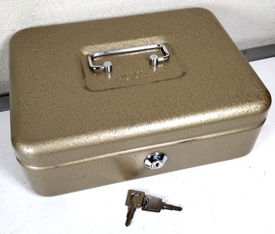 Bostitch Deluxe Steel Lock Box with 2 Keys 10″x7″x3.5″ Vintage Made In England
