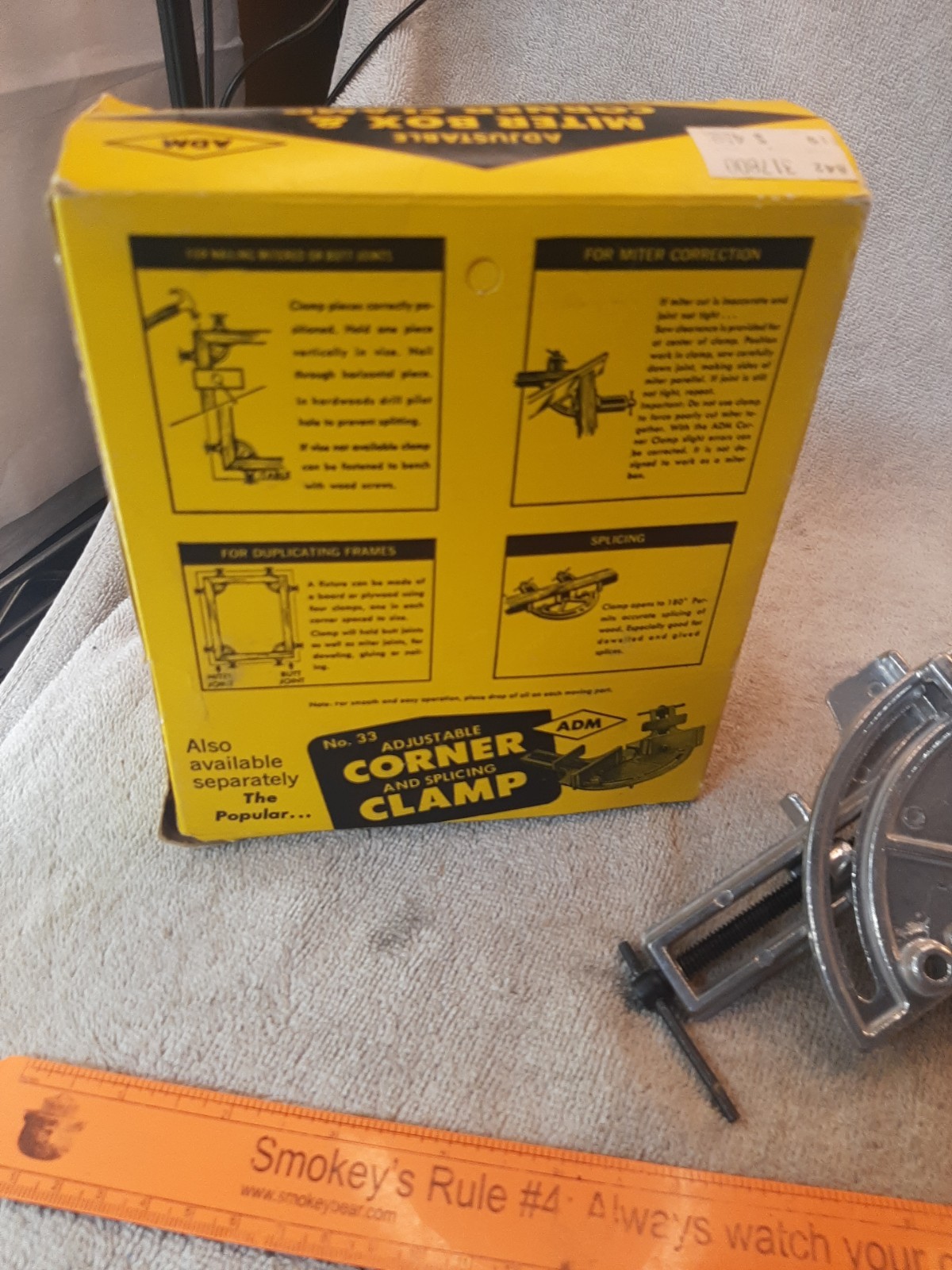 Vintage ADM Adjustable Combination Miter Box & Corner Clamp No. 44, USA, w/box