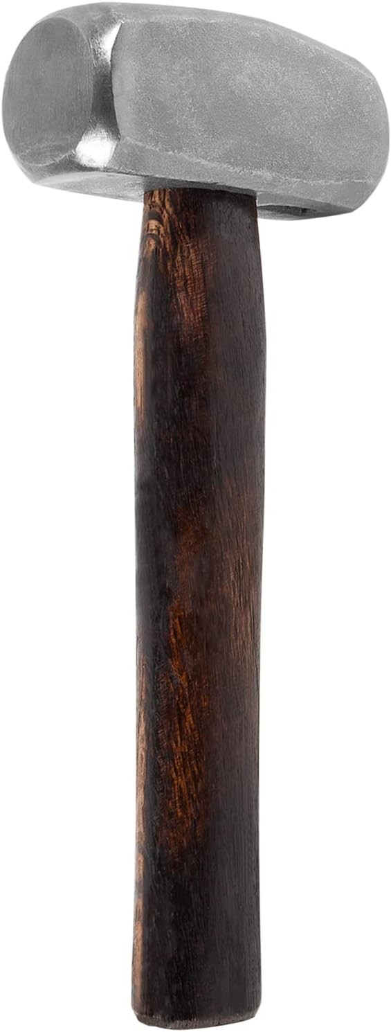3lb Blacksmith Handmade Forge Hammer Flat Round Face w/ Wooden Handle Steel Head