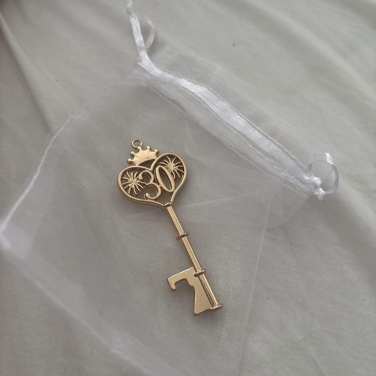 Gold / brass small Key Number 30 30th birthday