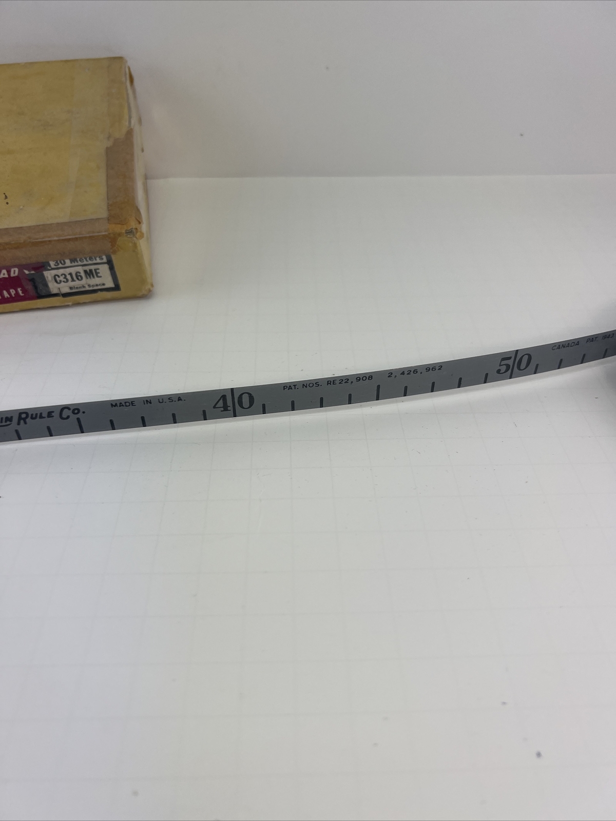 Vintage The Lufkin Rule Co. Chrome Clad steel Ruler 100 Feet / 30 Meters