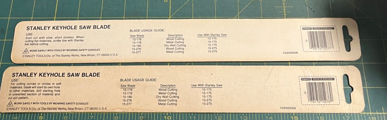 Set 2 Stanley Keyhole Saw Blades 10pt & 24pt 7 1/2 Length 15-277, 15-276 (1675