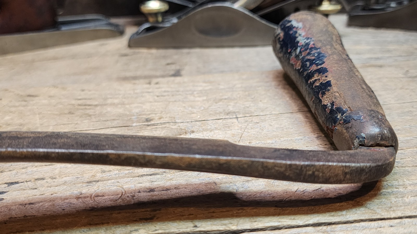 Vintage Old Curved Draw Knife 10″ blade In Rough Crusty Condition with Rust