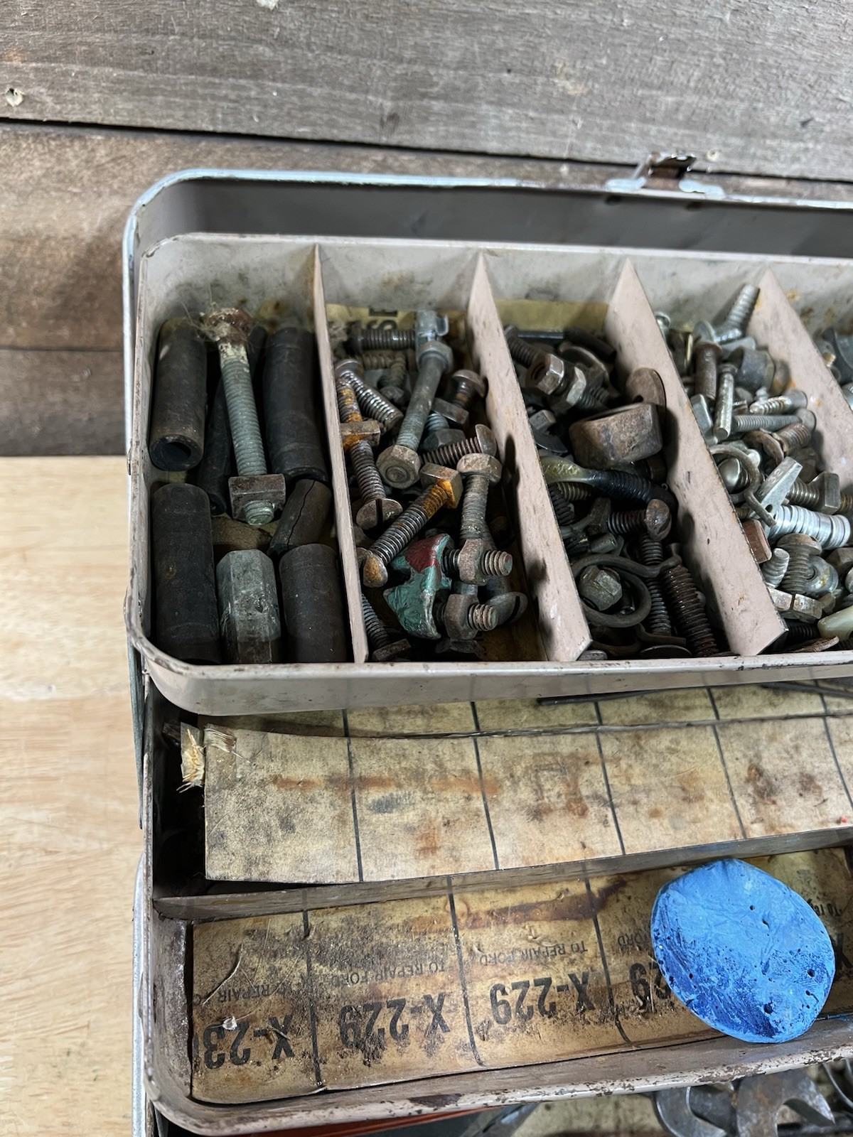 Vintage Estate Fresh Tool Box Nuts Bolts Wrenches Mechanics