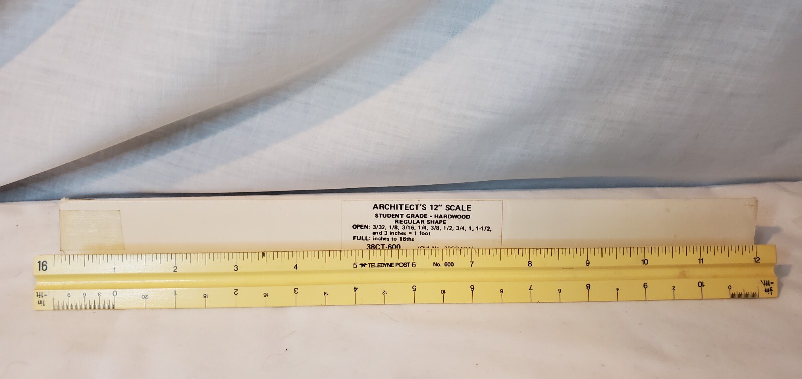 12″ ARCHITECTS STUDANT GRADE HARDWOOD SCALE RULER 3 SIDED TELEDYNE POST NO. 600