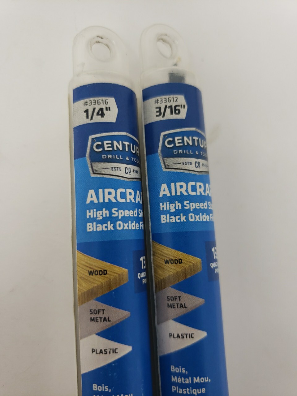 Lot Of 2 Century Aircraft High Speed Steel Black Oxide Finish, #33616 1/4″,…