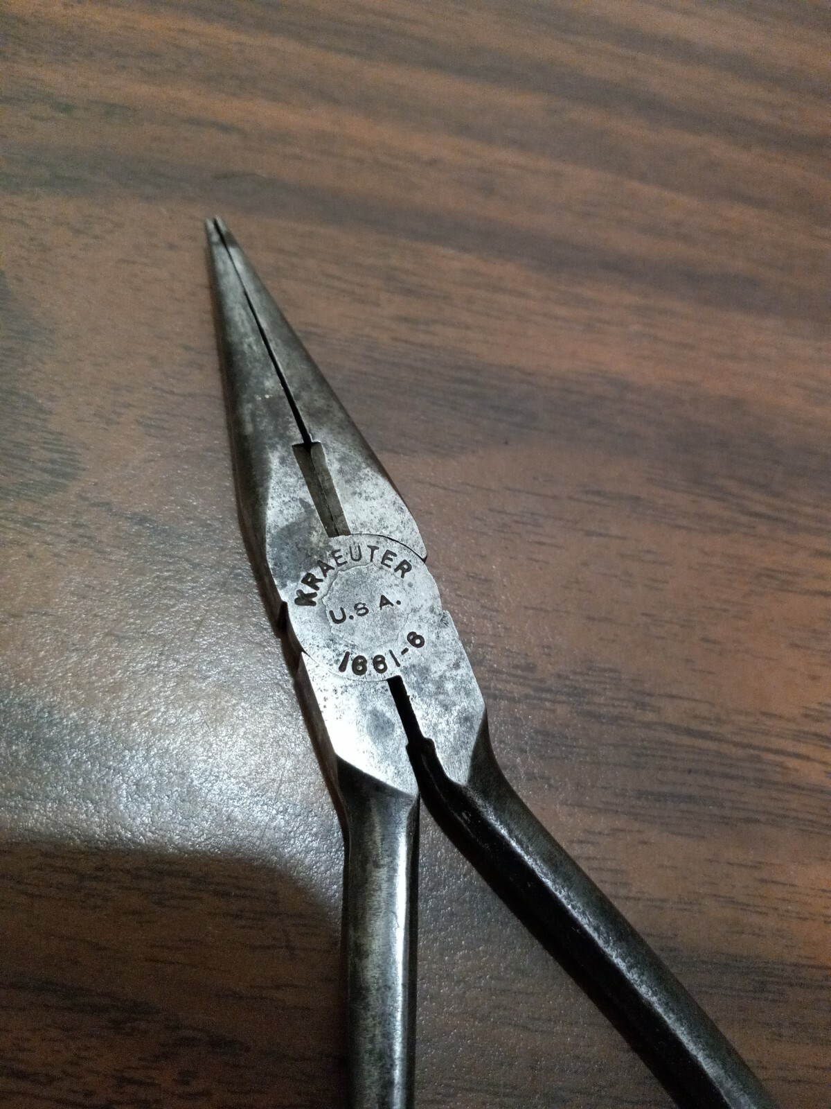 VTG KRAEUTER No.1661-6 LONG 6-1/4″ NEEDLE NOSE CUTTING PLIERS U.S.A BY S-K TOOLS
