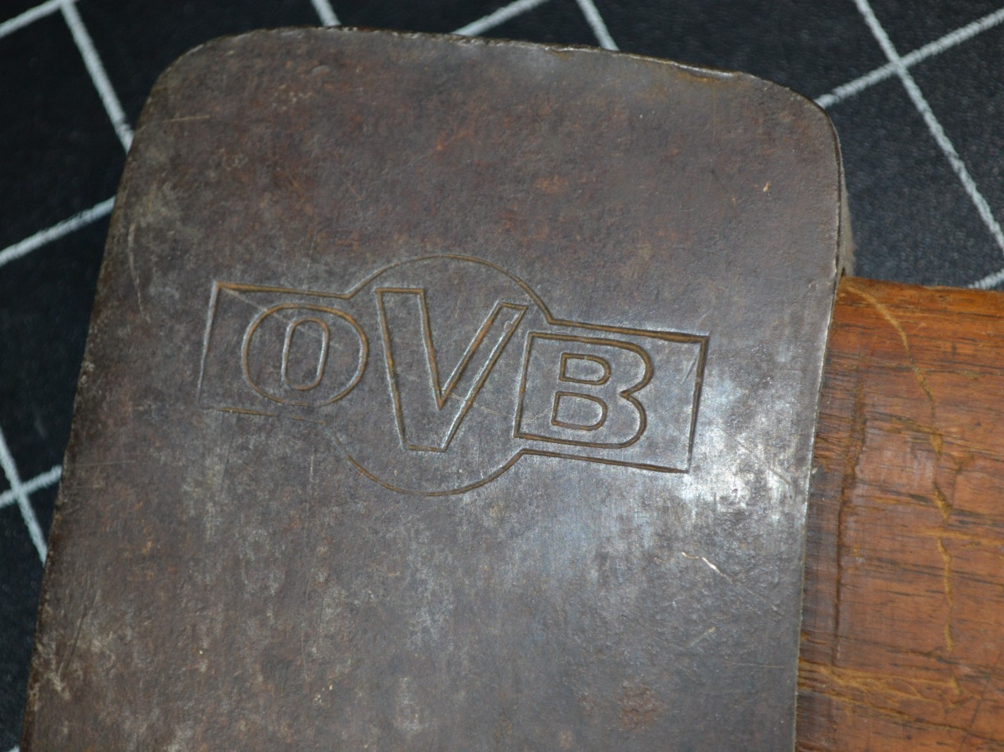 OVB – OUR VERY BEST – EMBOSSED SINGLE BIT AXE – VERY GOOD CONDITION