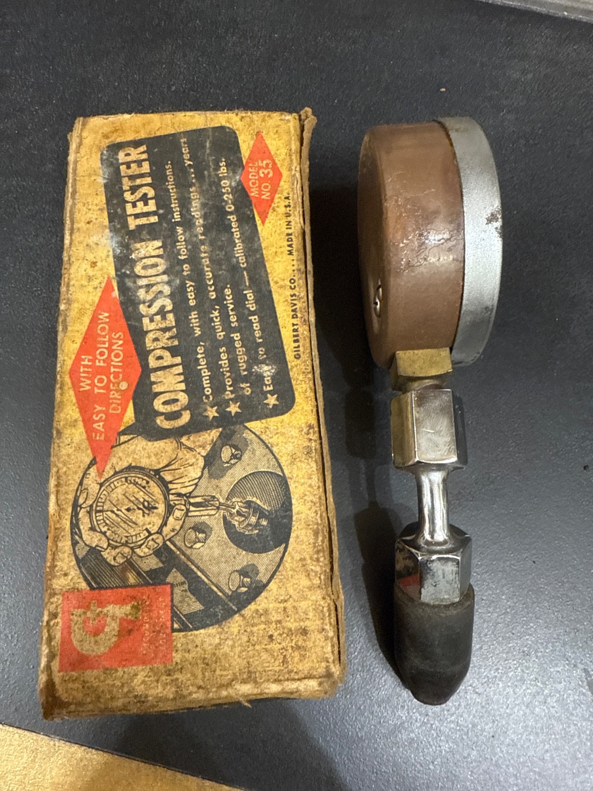 Compression Tester Model No. 35 Gilbert Davis Co Vintage Collectible
