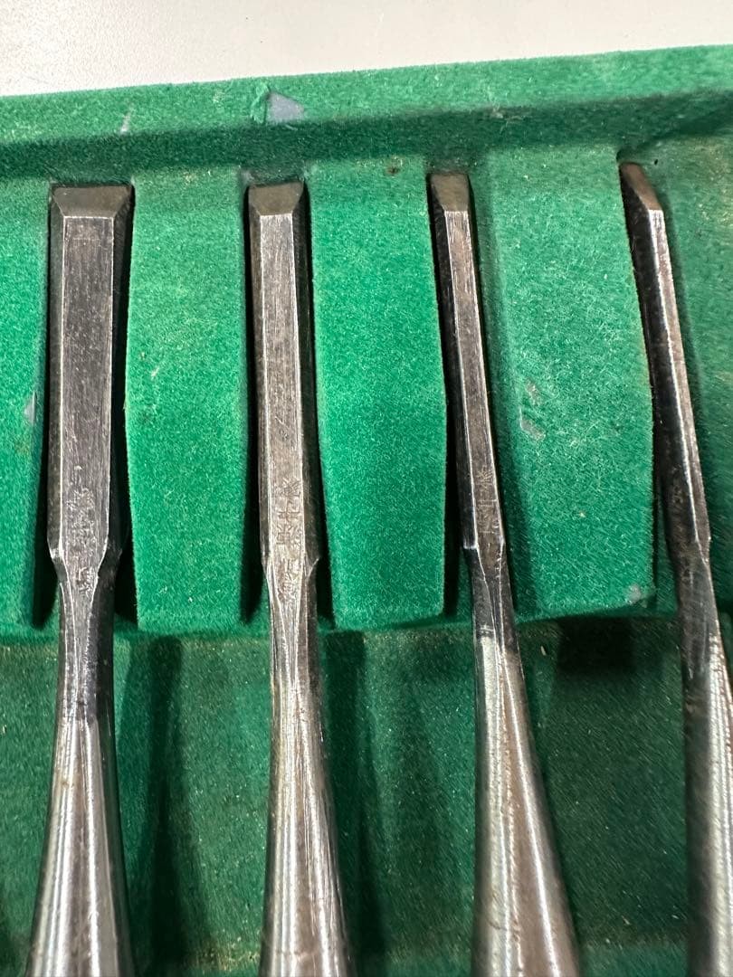 Japanese Oire Nomi Chisels Set of 10 Minamoto Morie Mitsu-Ura Triple Hollow Box