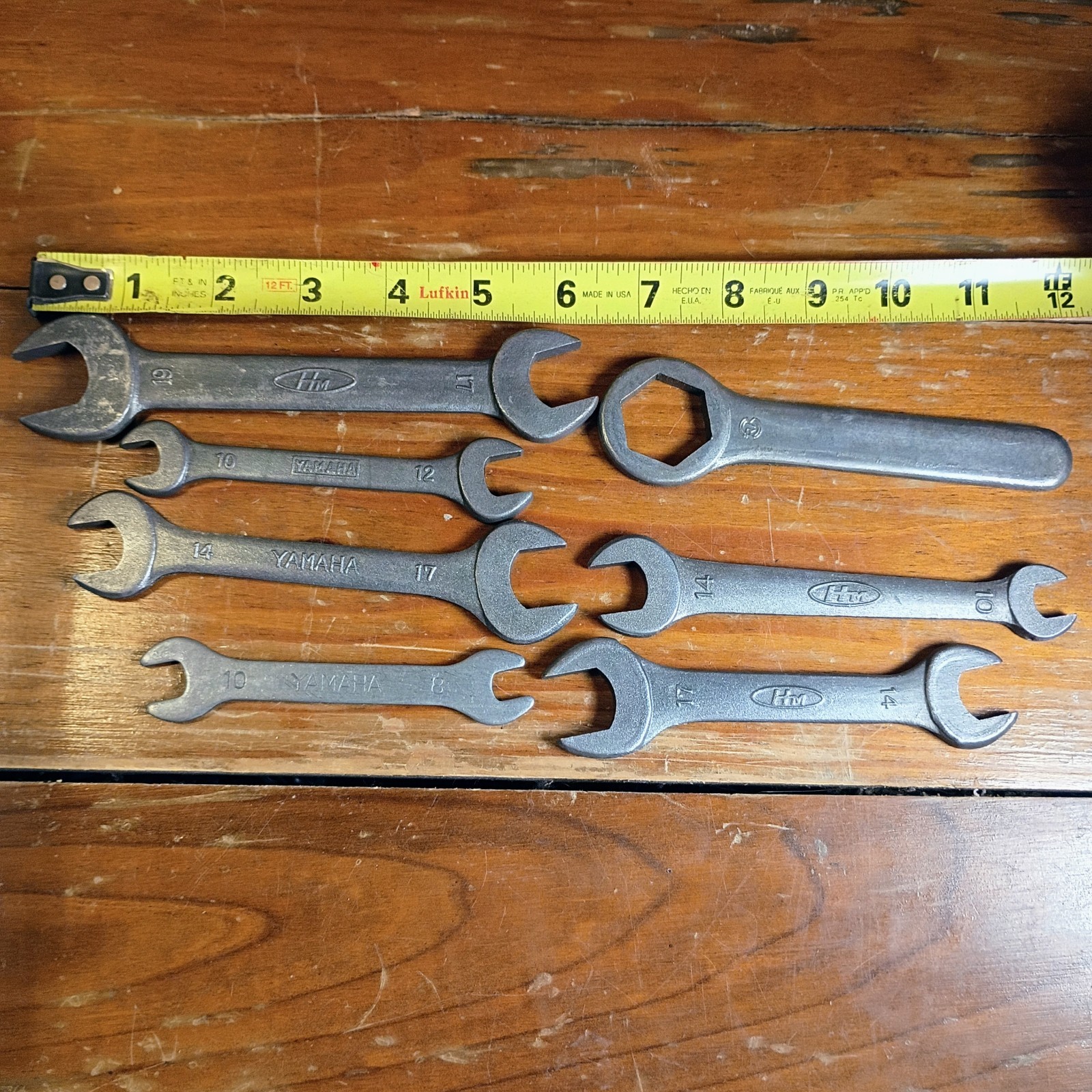 Lot Of 7 Vintage Motorcycle Wrenches Honda Motors & Yamaha