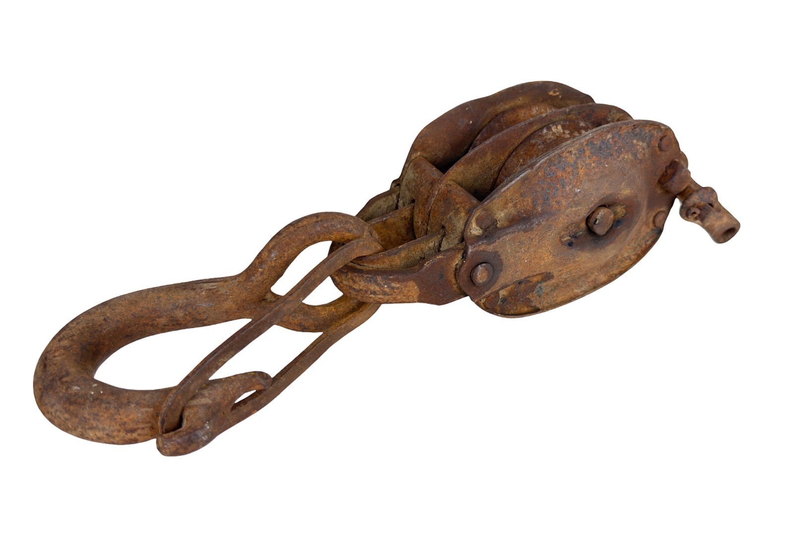 Antique Farm Barn Hoist Double AND Triple Pulleys Block Cast Iron Hook Primitive