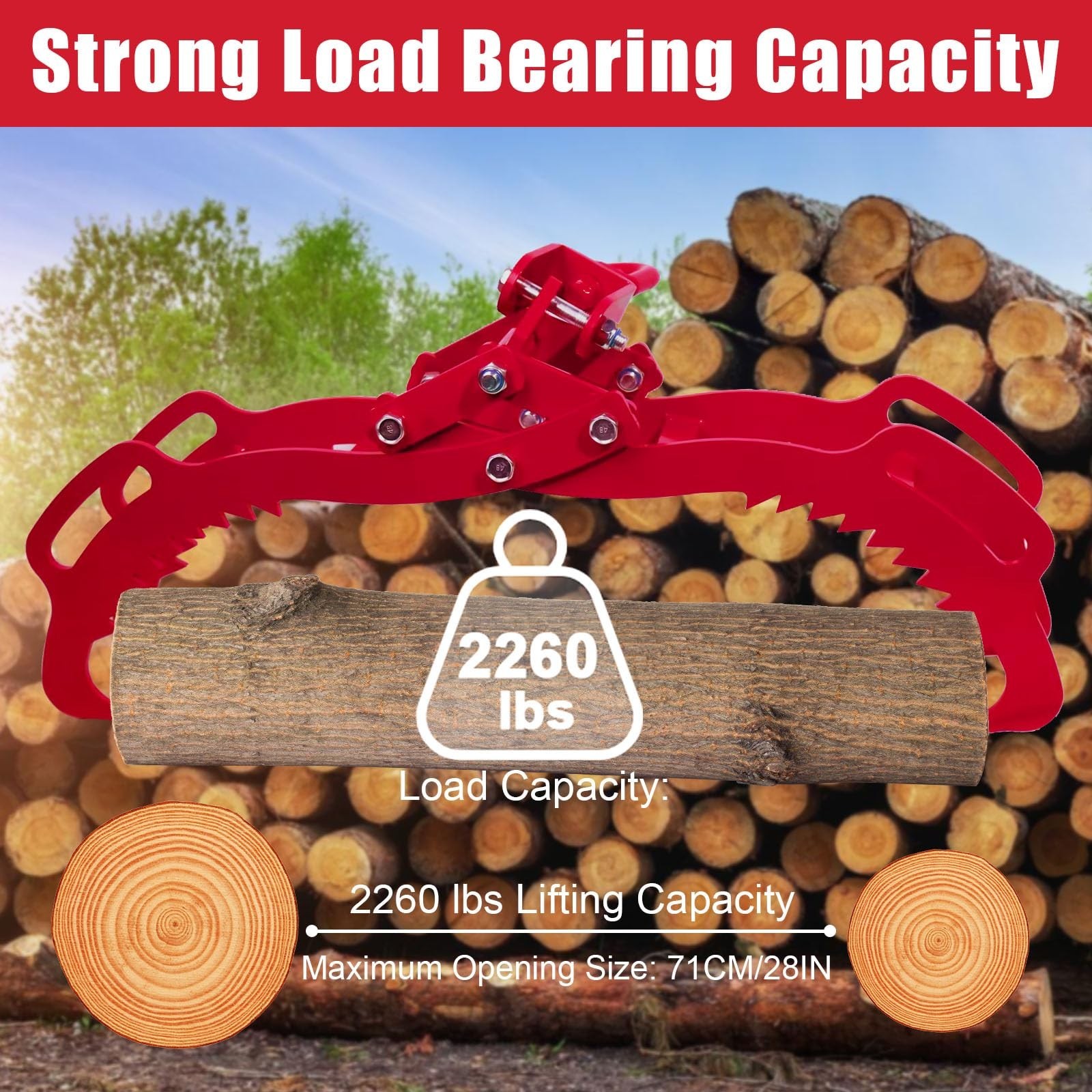 28″ Log Tongs, 4 Claw Lifting, Eagle Claws Design Grapple Heavy Duty, Loading…