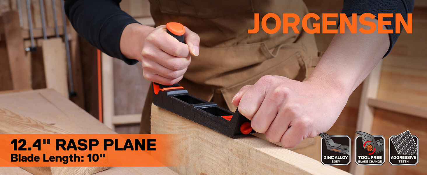 JORGENSEN Wood Plane, Professional Surform Plane, Zinc Alloy Die Casting Body