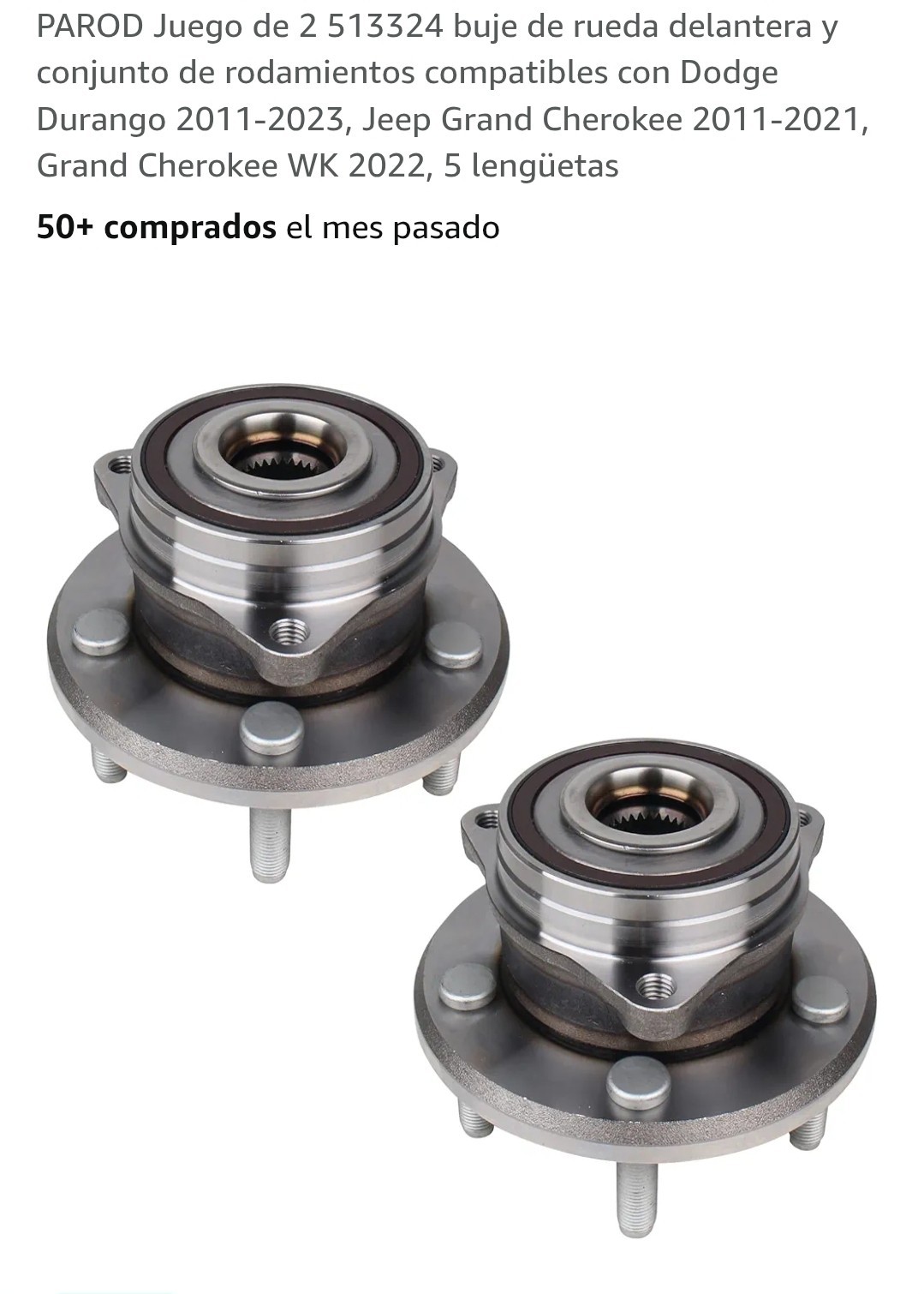 PAROD Juego de 2 513324 buje de rueda delantera y conjunto de rodamientos.