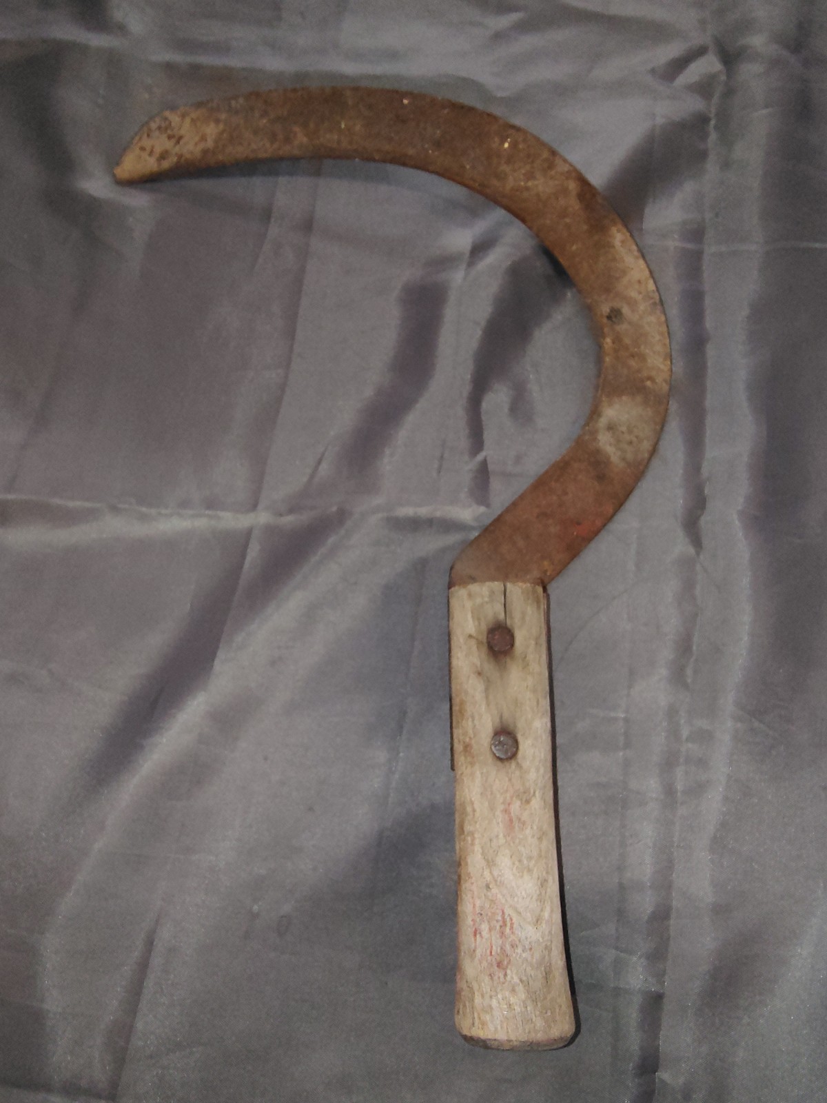 Vintage Hand Scythe Sickle Knife Cutter Wooden Handle Home Decor MCM OFFICE DEN