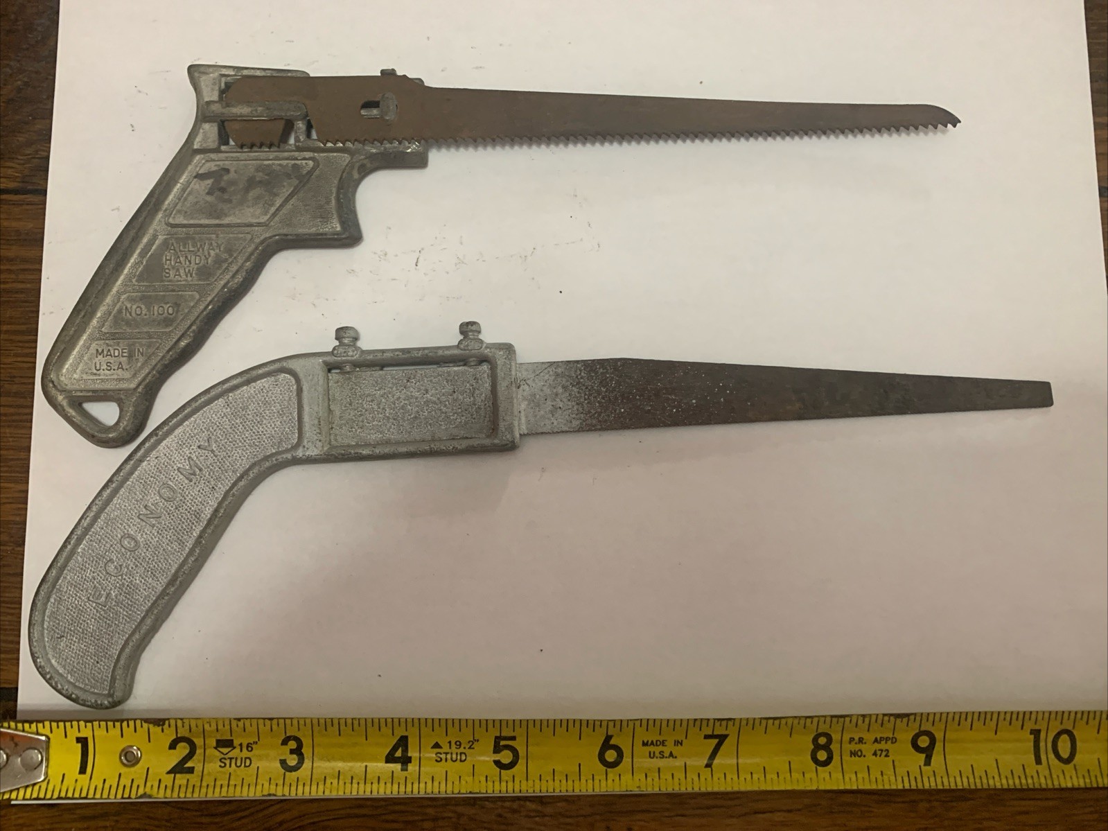 Lot Of 2 AllWay Handy Saws No. 100 Saw Made In USA Economy