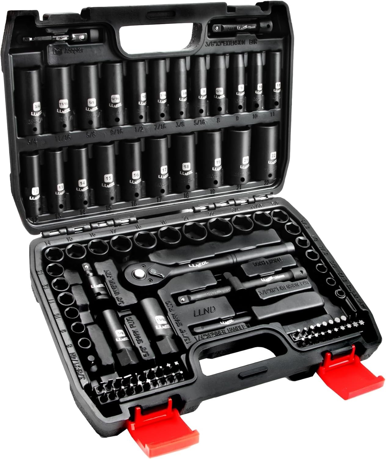 Impact Socket Set 3/8 Drive,95Pcs Deep&Shallow Socket Wrench Set,6 Point Metric&