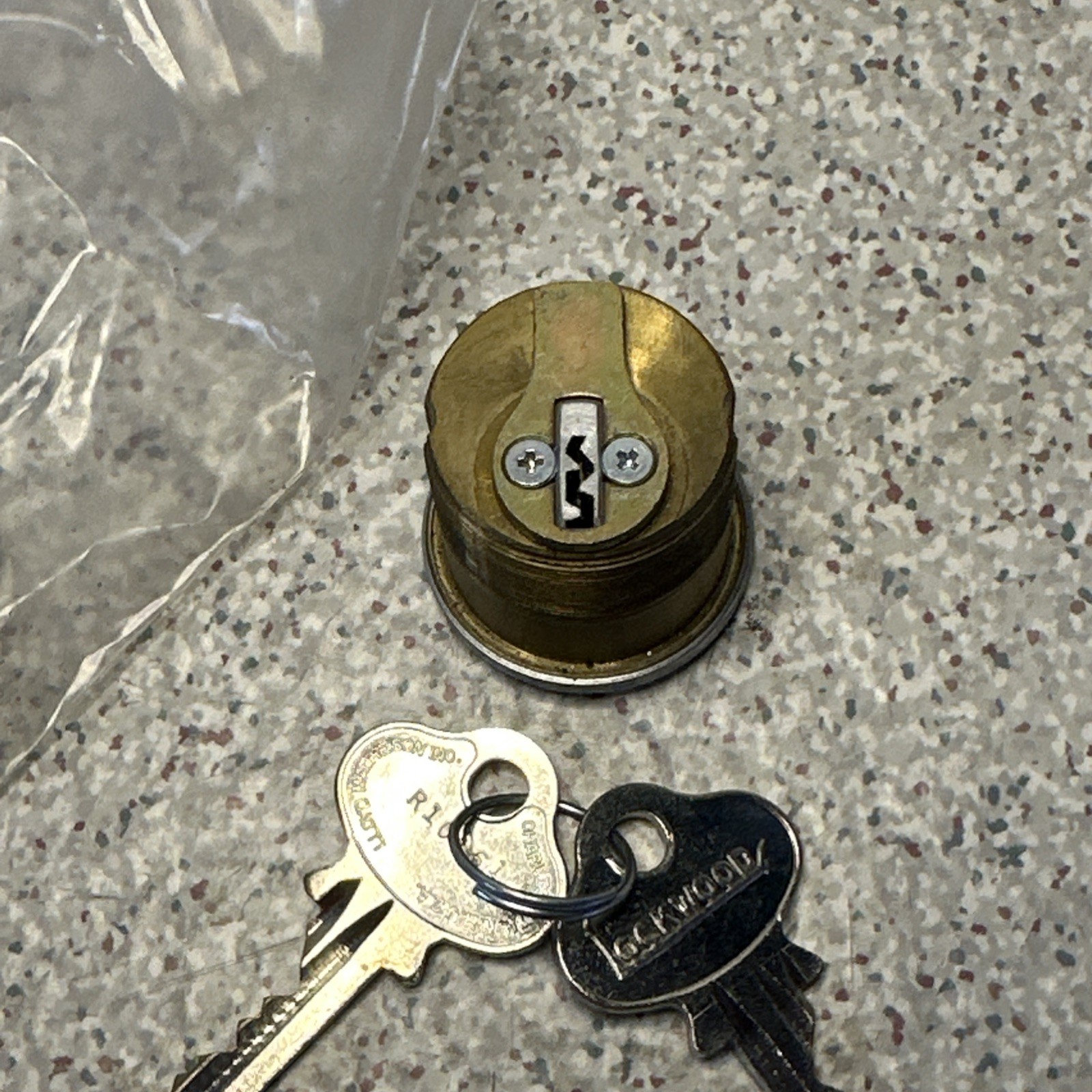 NEW Vintage Lockwood 1-1/4″ mortise cylinder w/ 2 Keys