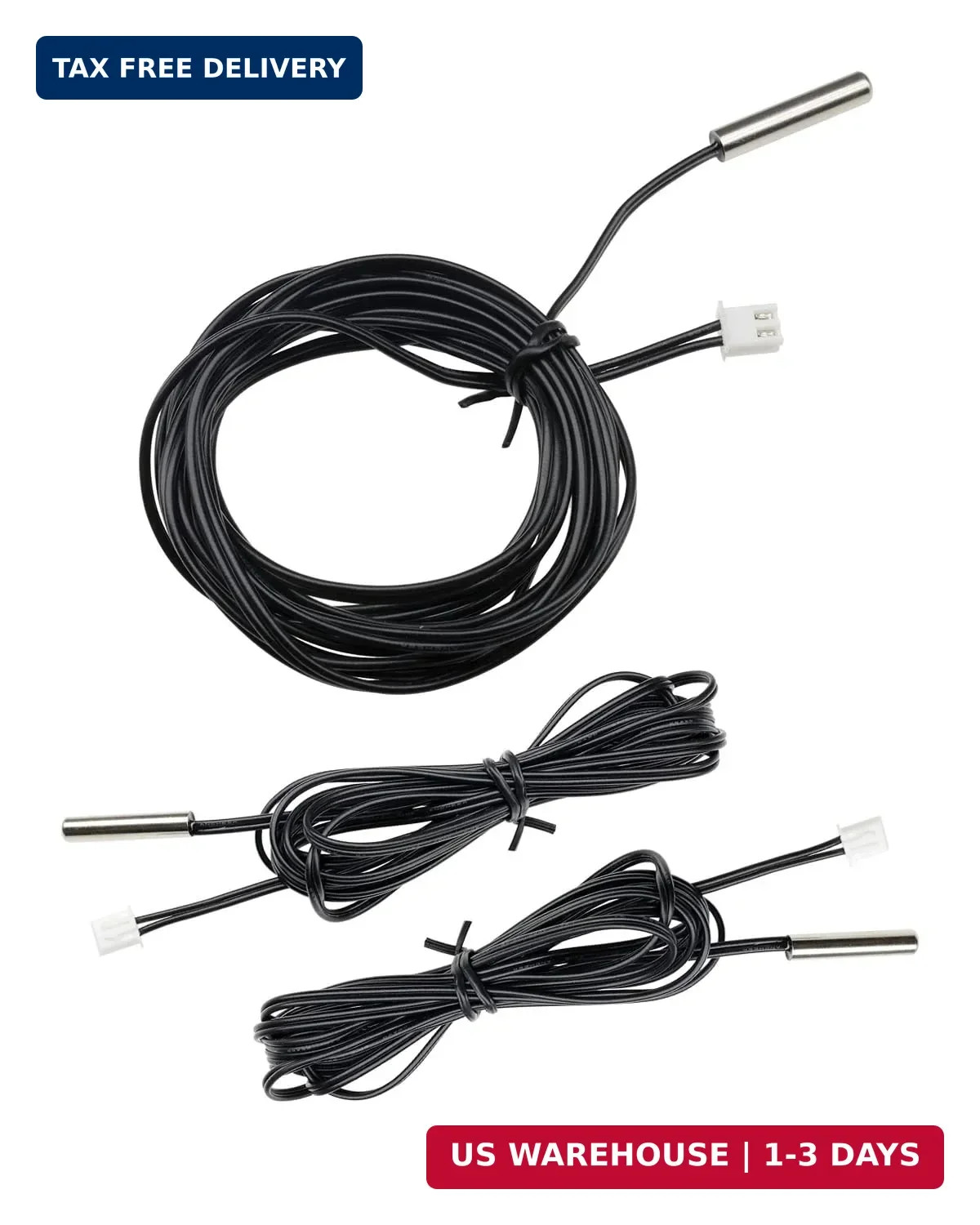 2M 3pcs 10K Temperature Sensor Probe 10K Temperature Probe,Stainless Steel 3950