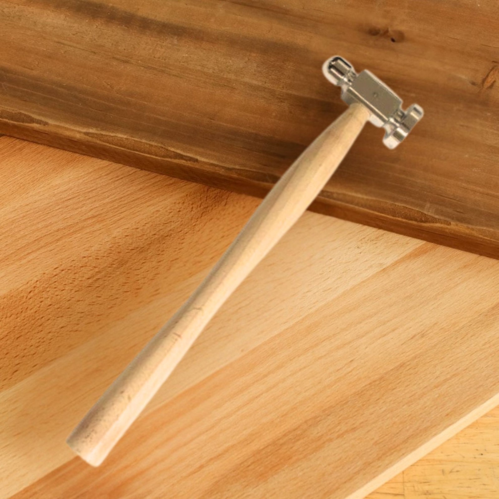 ToolTreaux Ball-Peen Chasing Hammer with Wooden Handle Dual Flat and Round Face