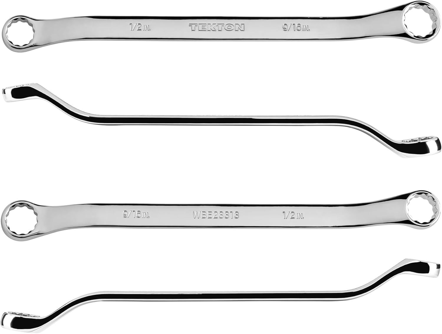 Satin Chrome 1/2 x 9/16 Inch 12-Point Offset Wrench for Mechanical Precision