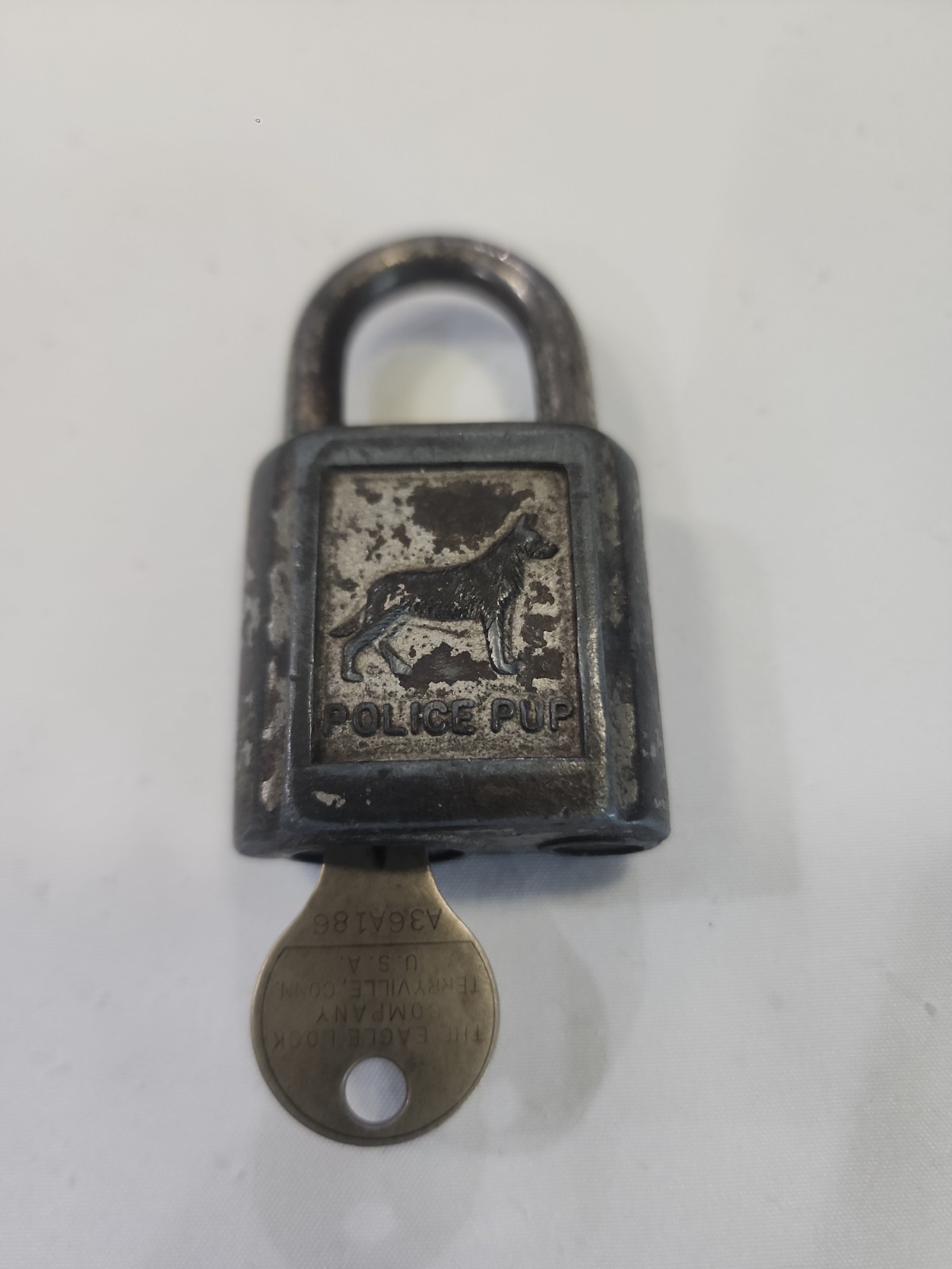 Rare Large EAGLE “Police Pup” Padlock. Antique.