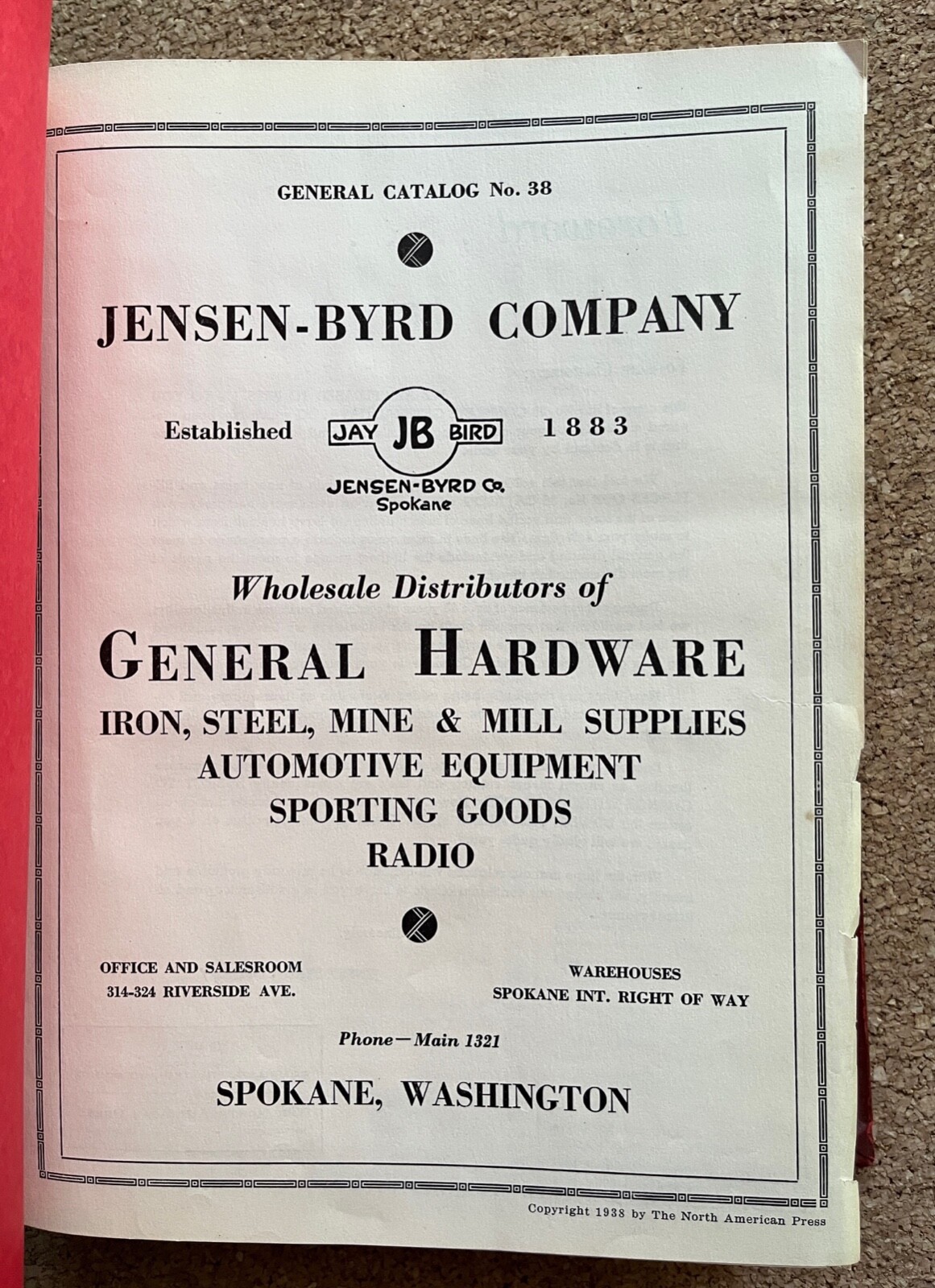 Vintage 1938 Jensen-Byrd Company Spokane Washington Hardware General Catalog #38
