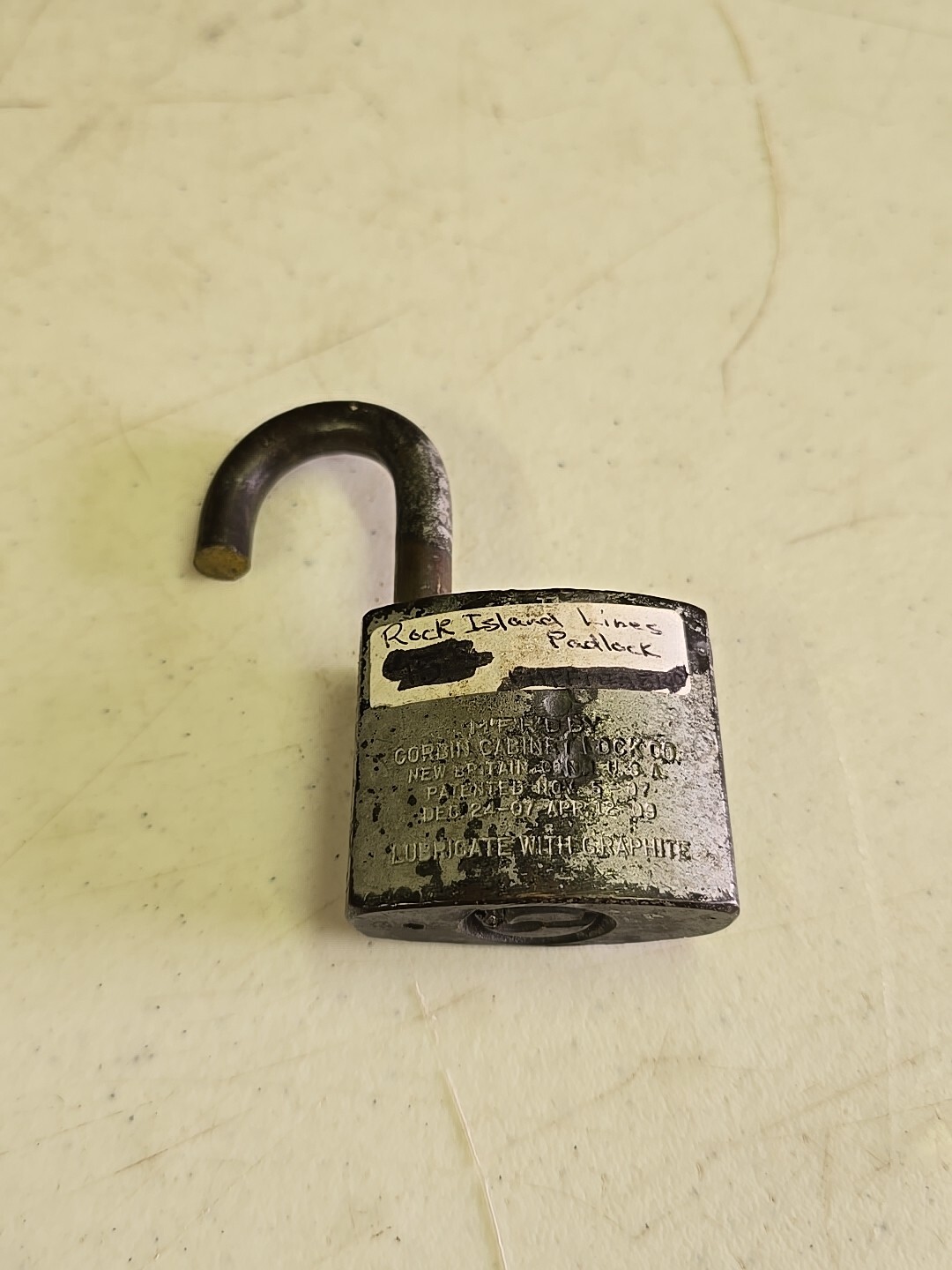 Vintage Rock Island Lines Rail Road Brass Signal Padlock Corbin Lock Co.