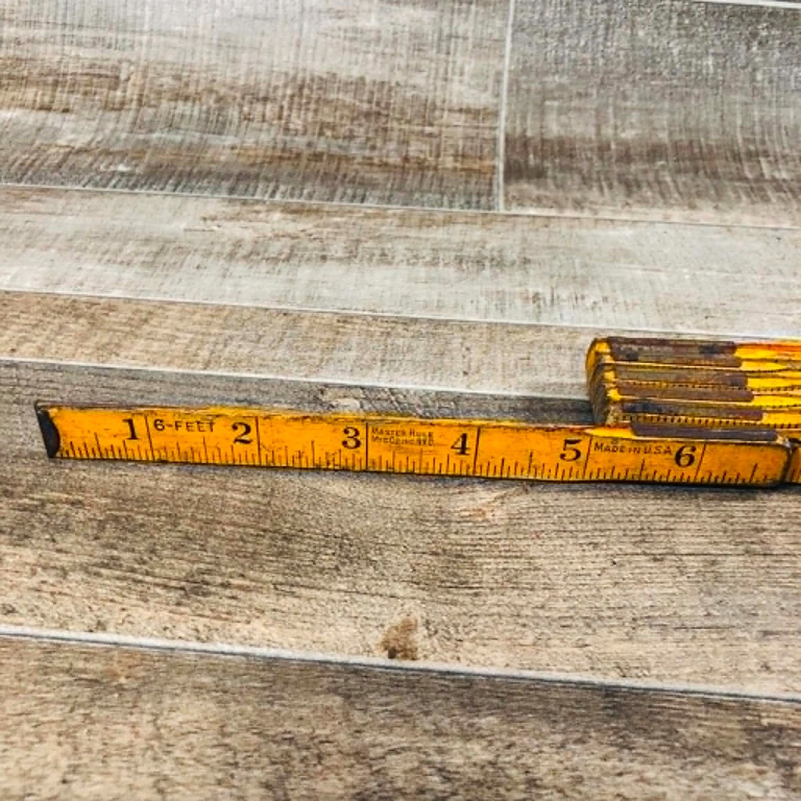 Vintage Master Rule Mfg Co 6 Feet Folding Wooden Ruler Zig Zag Carpenters Tool