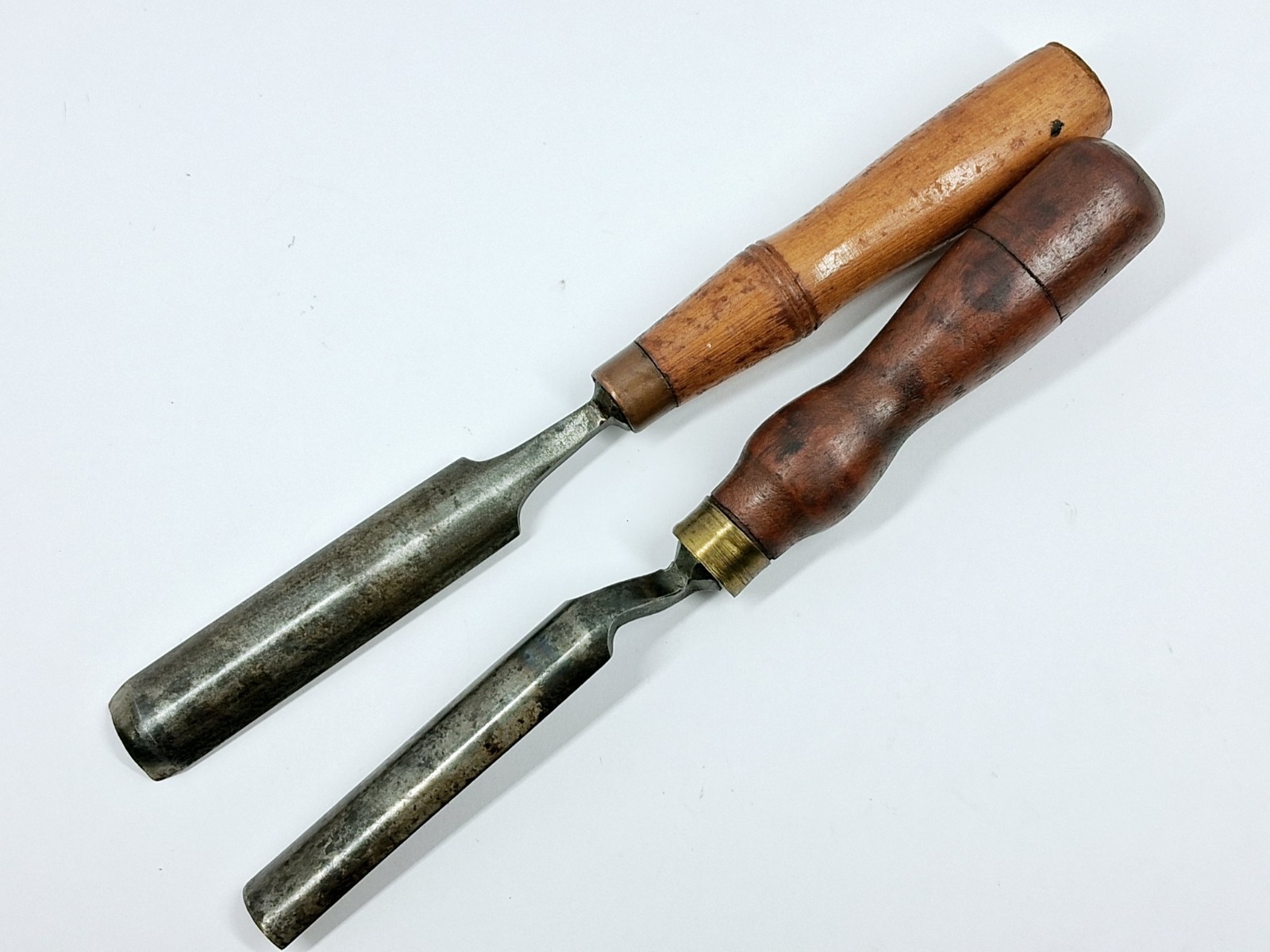 2 Vintage Buck Bros Carving Gouges Cranked Neck Woodworking Tools Stag Stamp