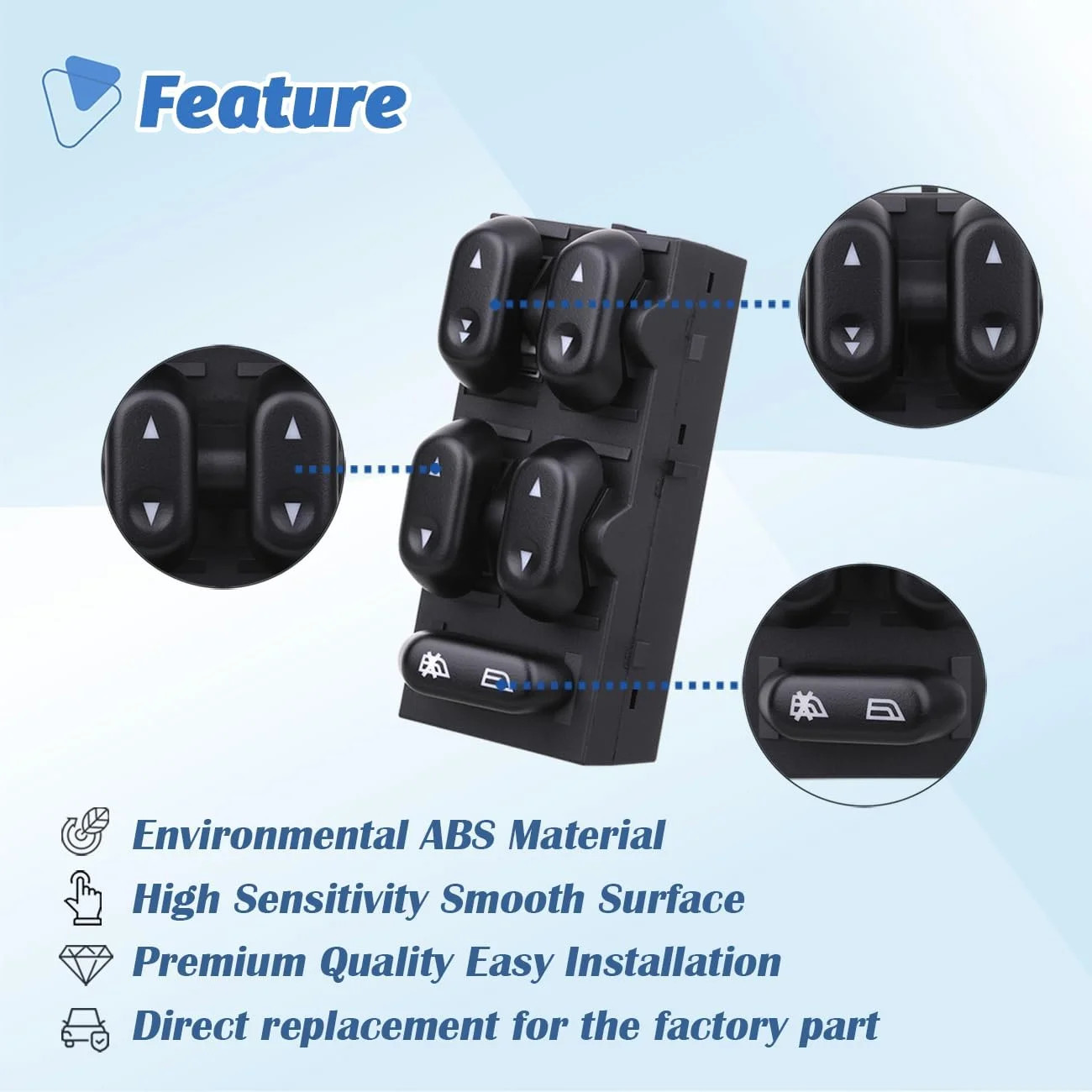 Power Window Control Switch Master Door Button Compatible with 2003-2008 Ford Cr
