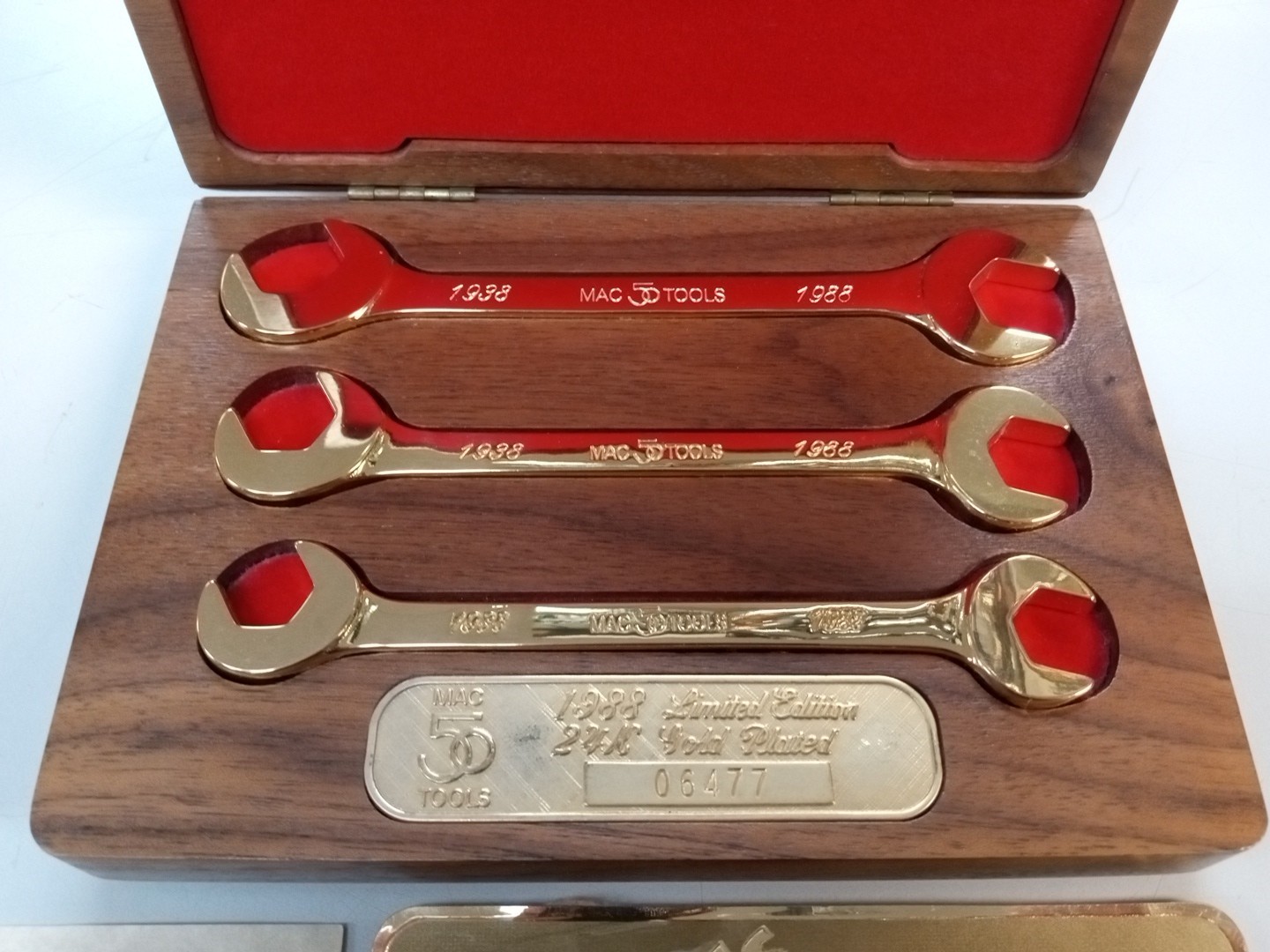 MAC TOOLS GOLD PLATED COLLECTORS 50TH ANNIVERSARY CLUB 1988 SDA WRENCH SET