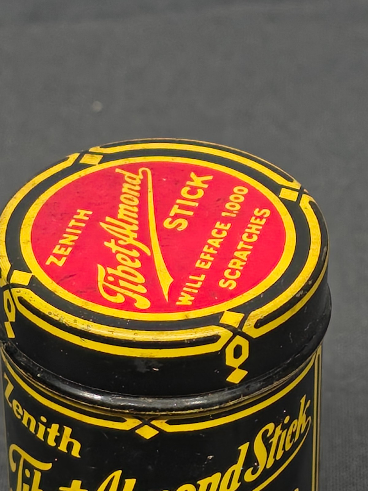 Vintage Zenith Tibet Almond Stick Scratch Remover Advertising Tin With Original