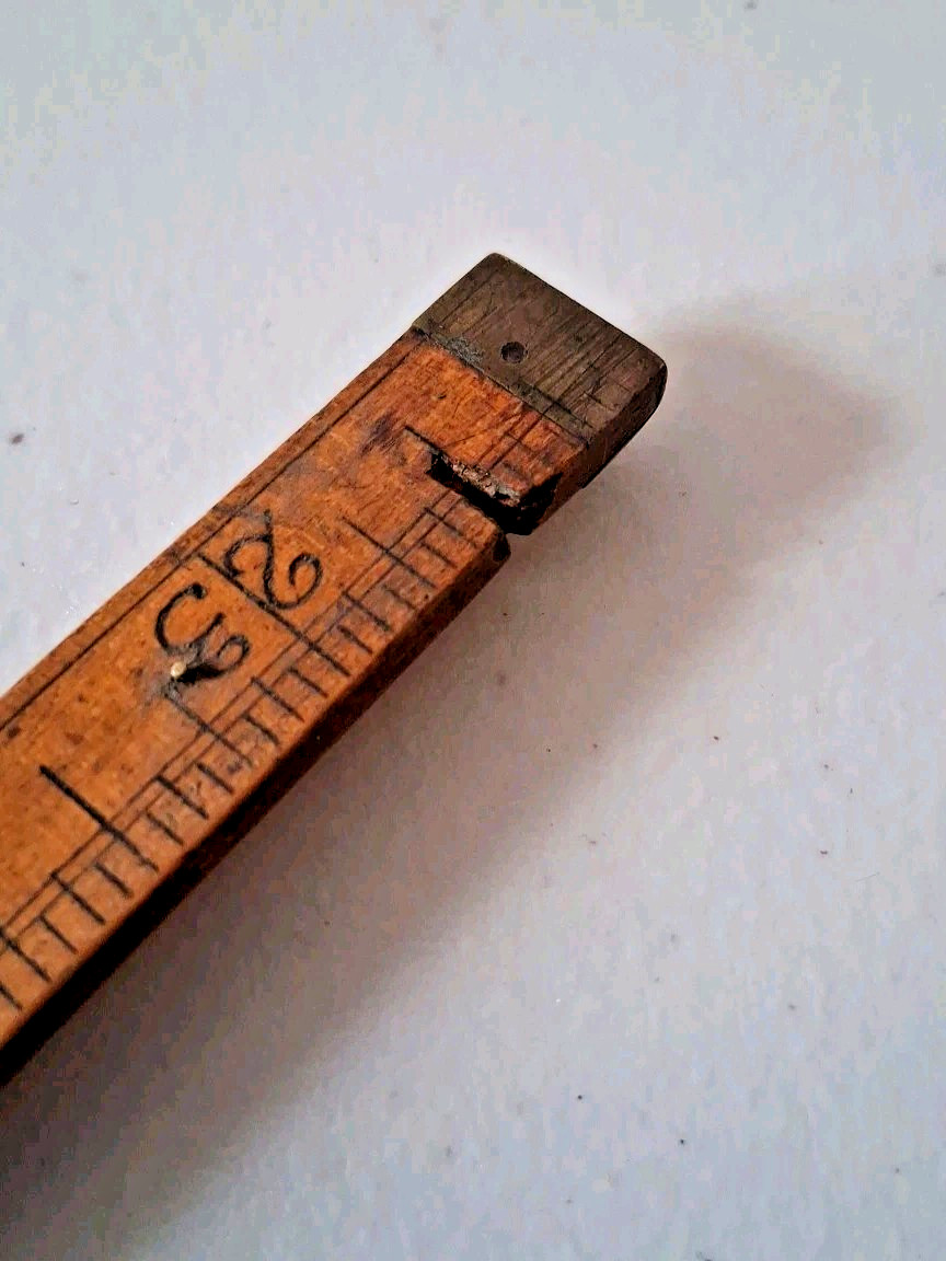 Vintage FOLDING RULER 24 inch Wood & Brass Number 68 Stanley