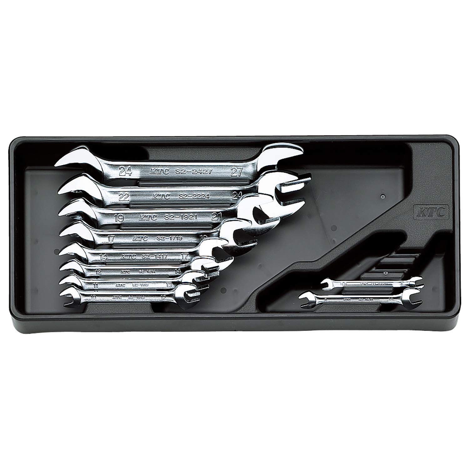 KTC TS210 Open End Spanner Wrench Set 10pc 5.5-27mm Chrome Vanadium Steel Tray