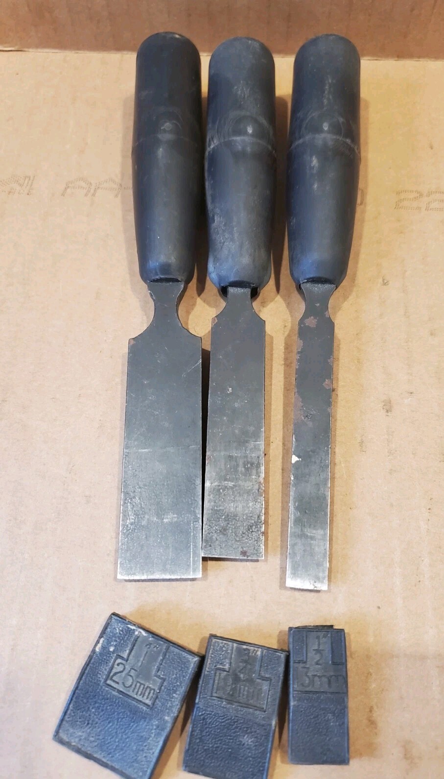 3 Used England Wood Chisels, Old Carpenters Woodworking Tools