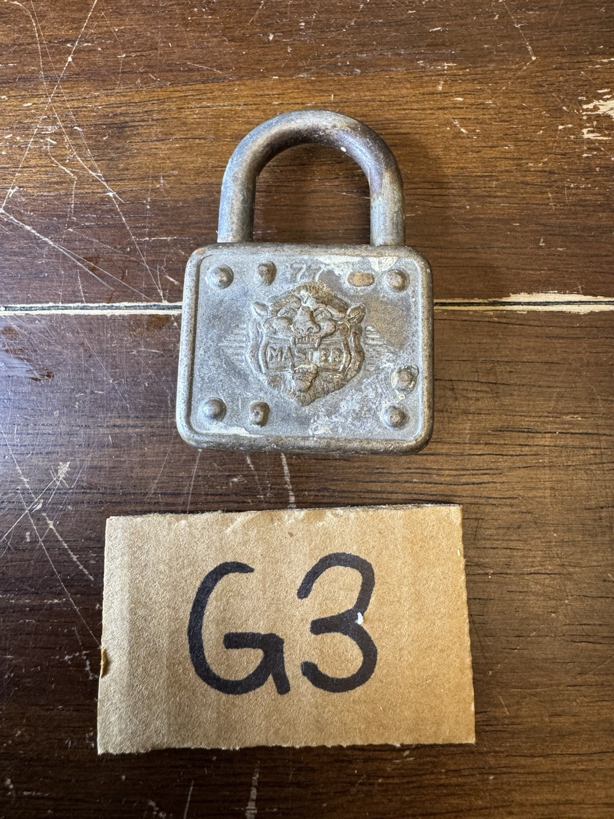Antique Master Lock No. 77 Padlock Lion Head Emblem Milwaukee WIS Made in USA