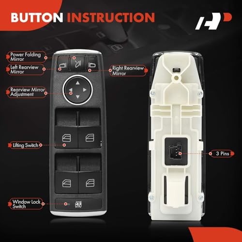 – Front Driver Side – Master Power Window Switch With Power Folding Mirrors