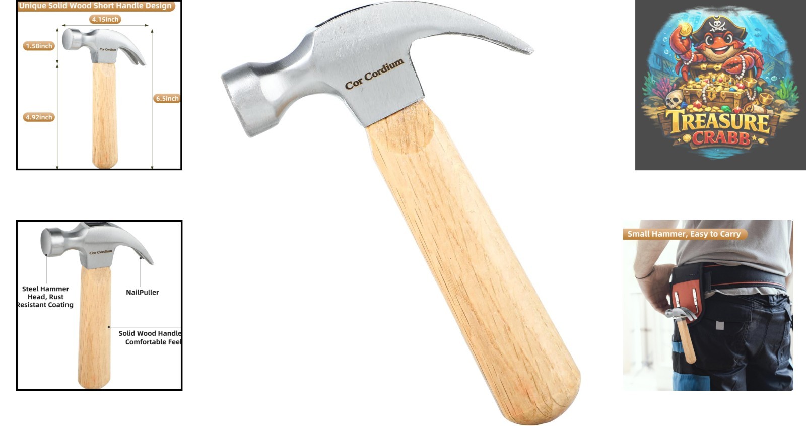 Ergonomic 8 OZ Mini Hammer with Beautiful Wood Handle – Ideal for All Users
