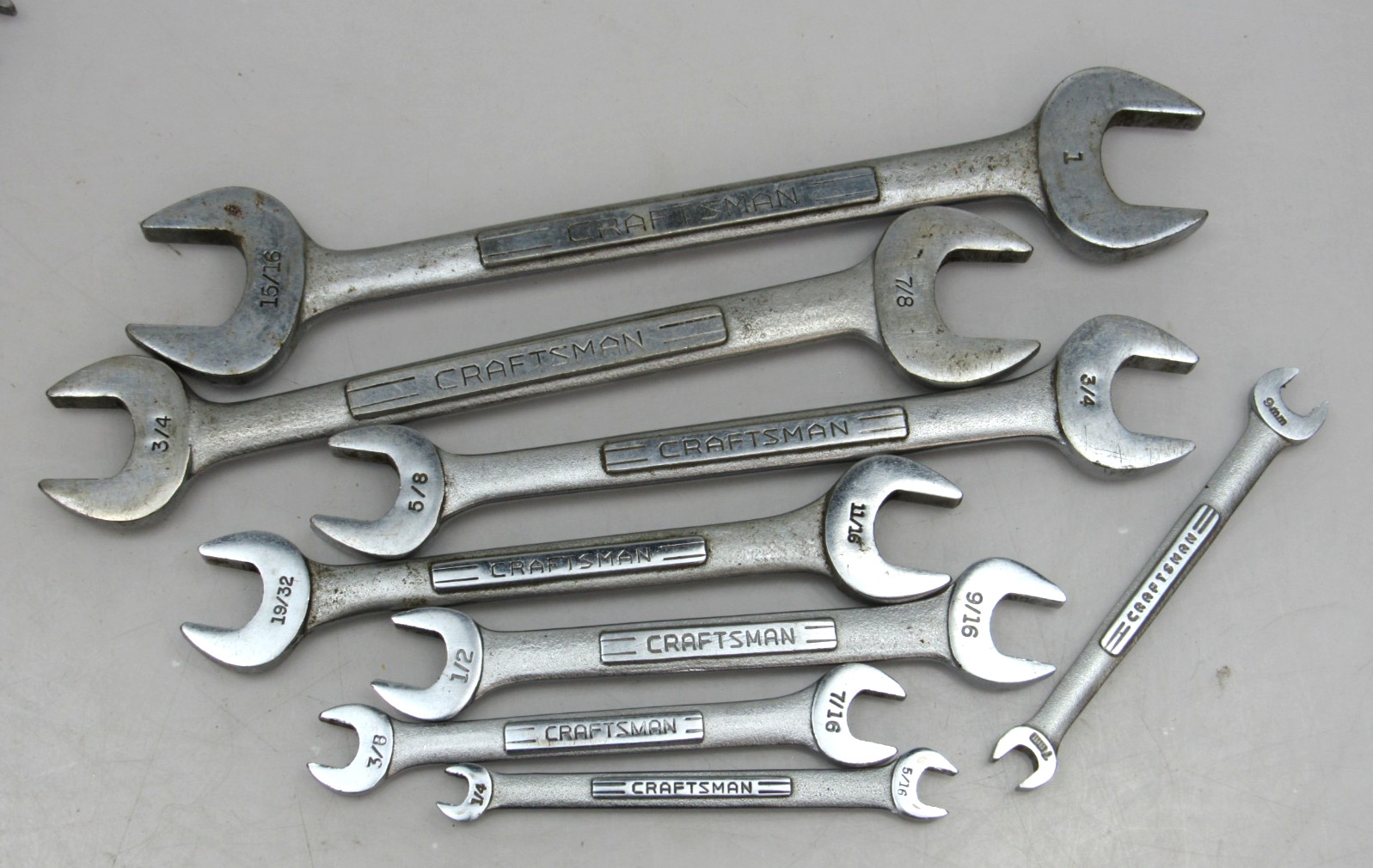 8 pc Craftsman Double Open End Wrench Set Lot Vintage SAE 1/4″ to 1″ & 7mm 9mm