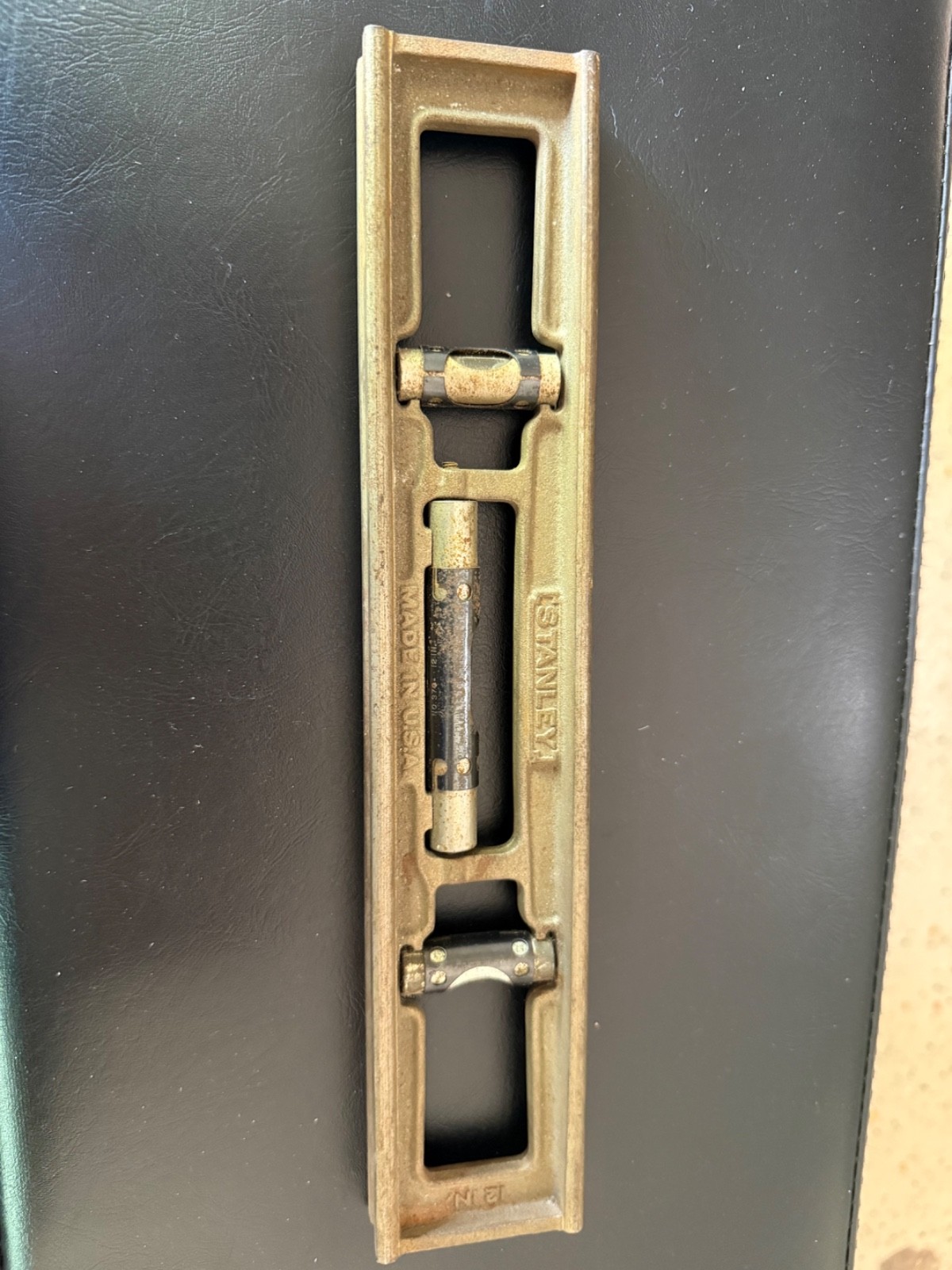 Original Vintage 12 inch Stanley No 36 Spirit Level Cast Iron Made in The USA