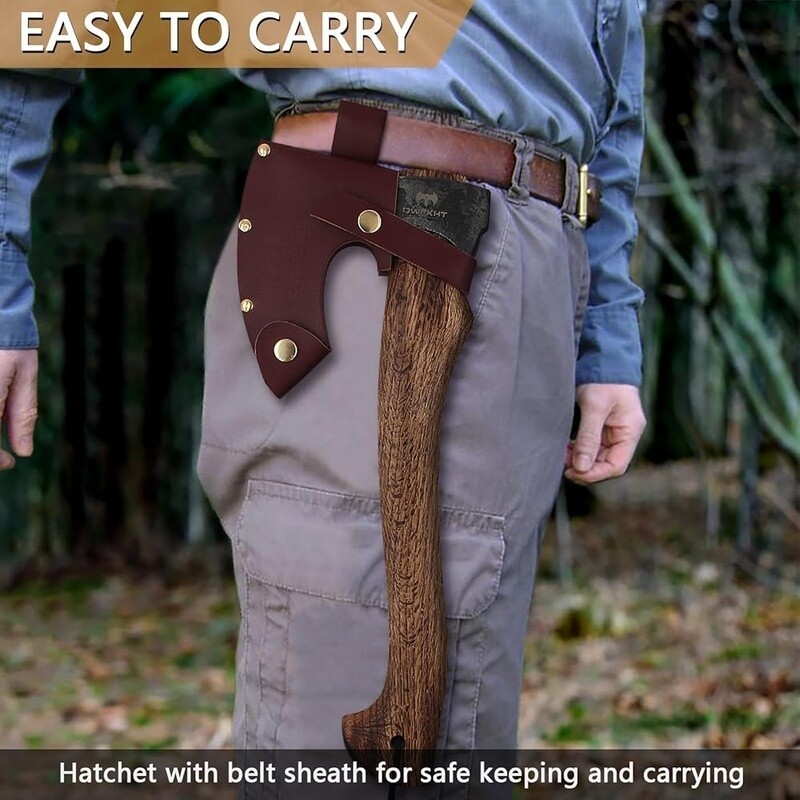15.7″ Camping Hatchet W/ Sheath High Carbon Steel Bushcraft Axe Outdoors New