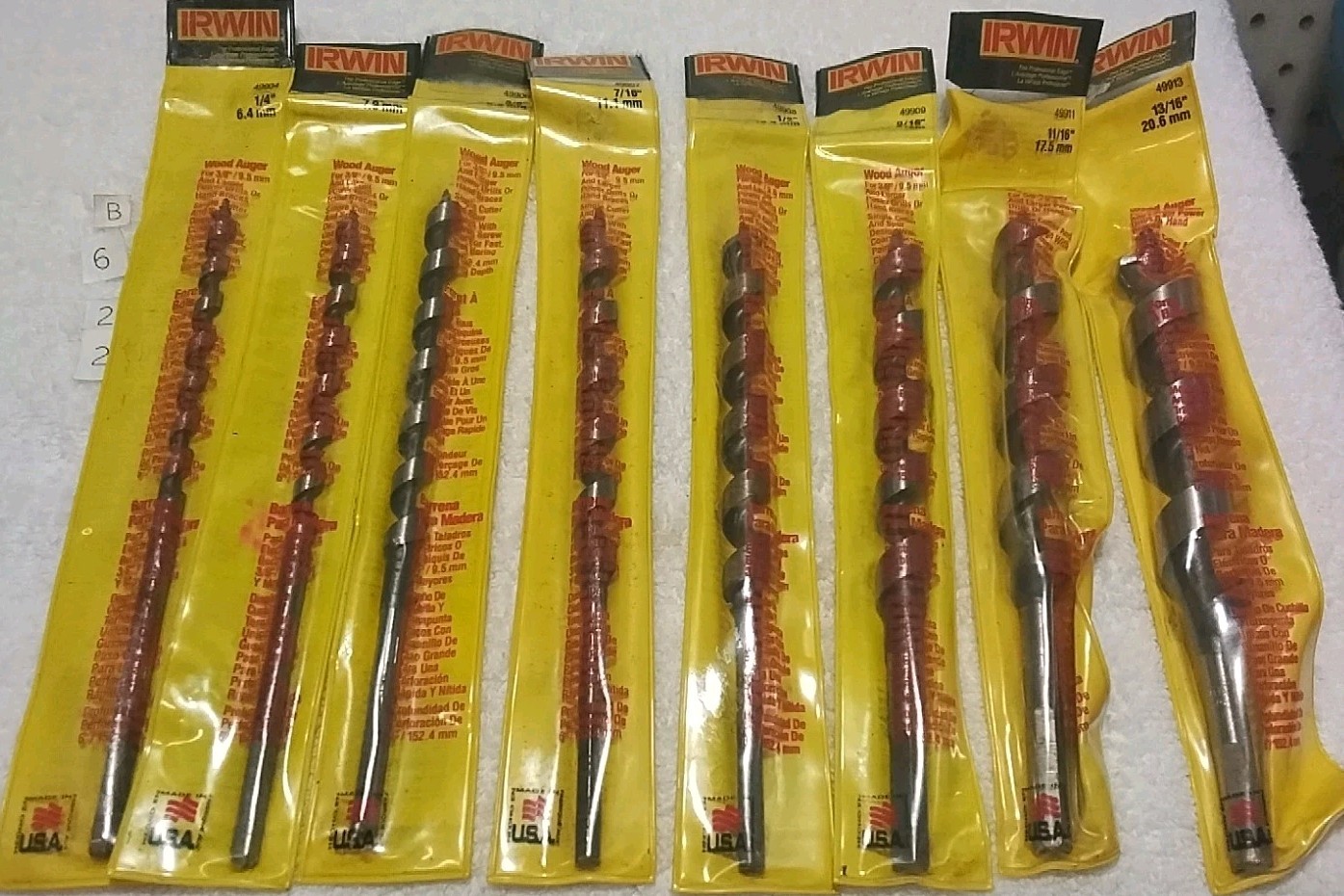 8PC VTG IRWIN 1/4″-5/16″-3/8-7/16″-1/2″-9/16″-11/16″-13/16″ -7×1/2″ LONG WOOD…